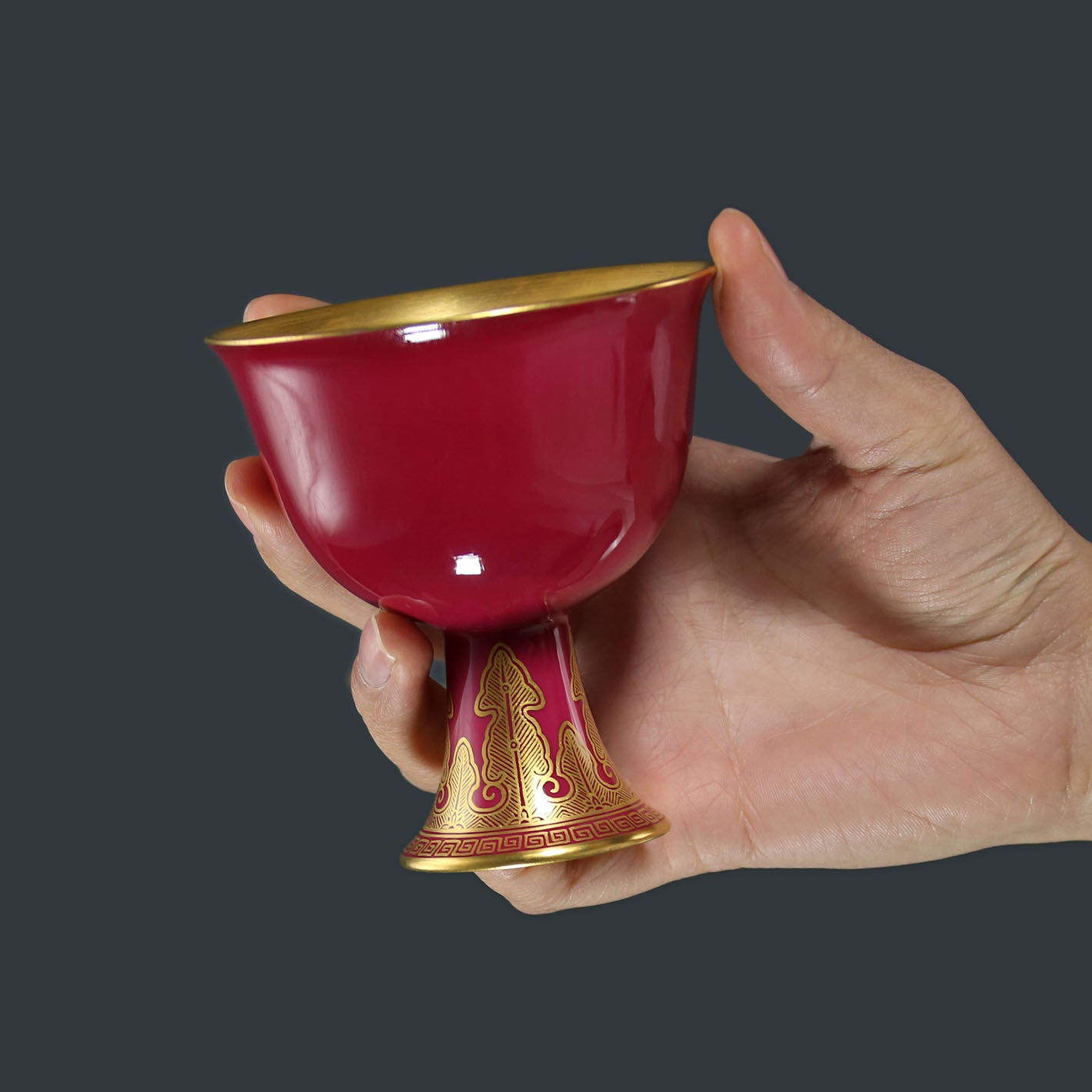 Sacrificial Blue/Rouge-Gilded Stem Bowl