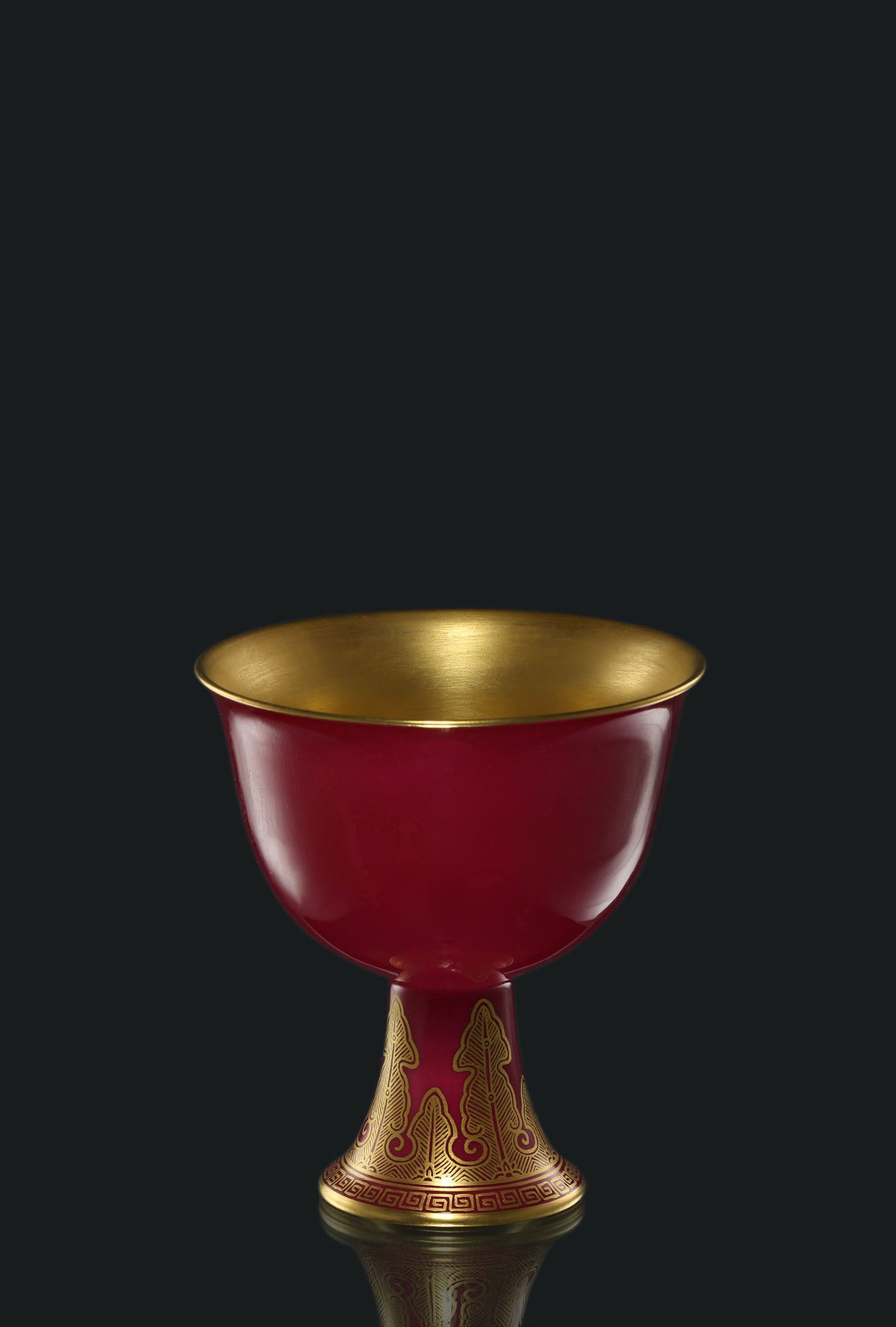 Sacrificial Blue/Rouge-Gilded Stem Bowl