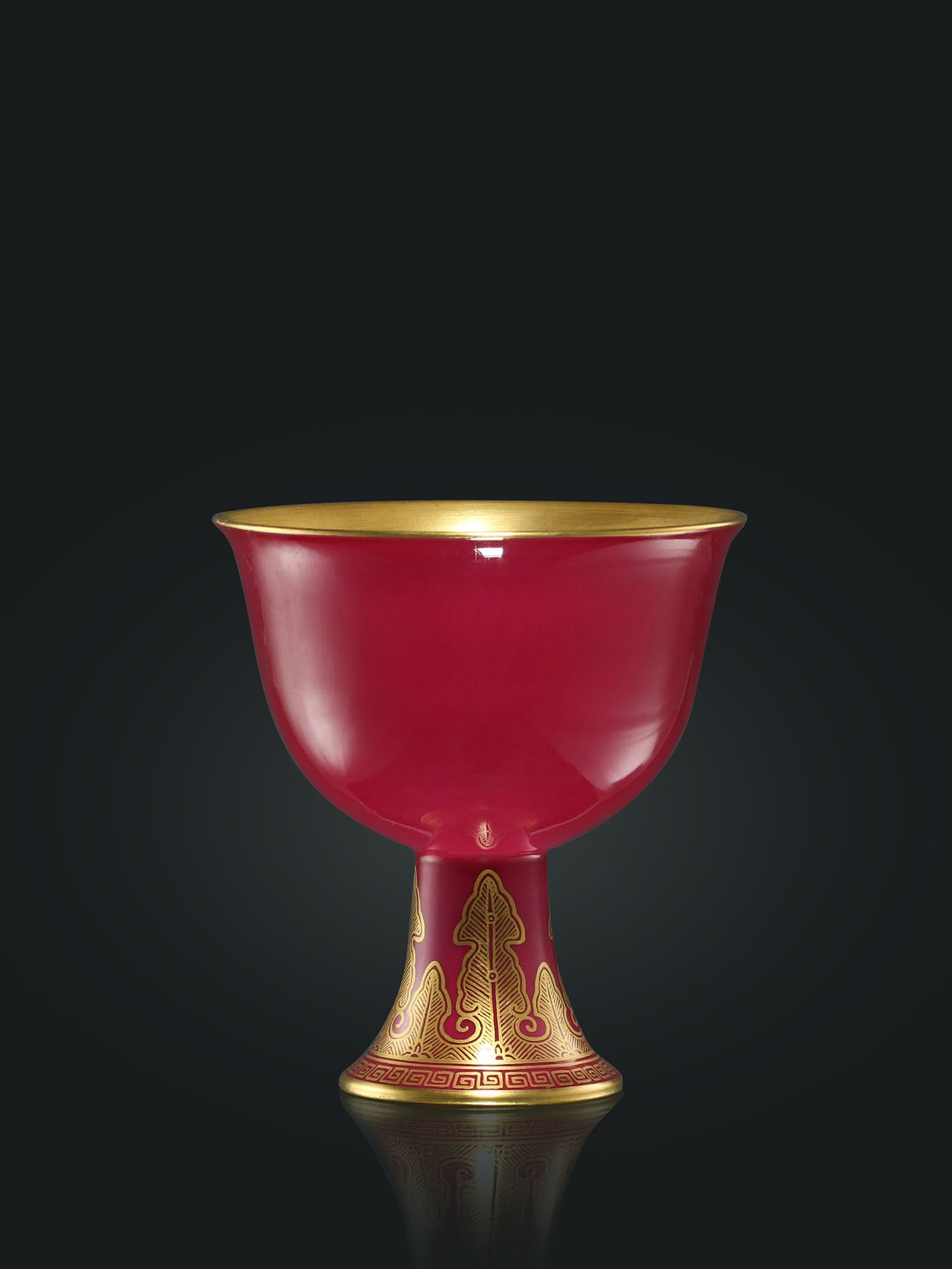 Sacrificial Blue/Rouge-Gilded Stem Bowl