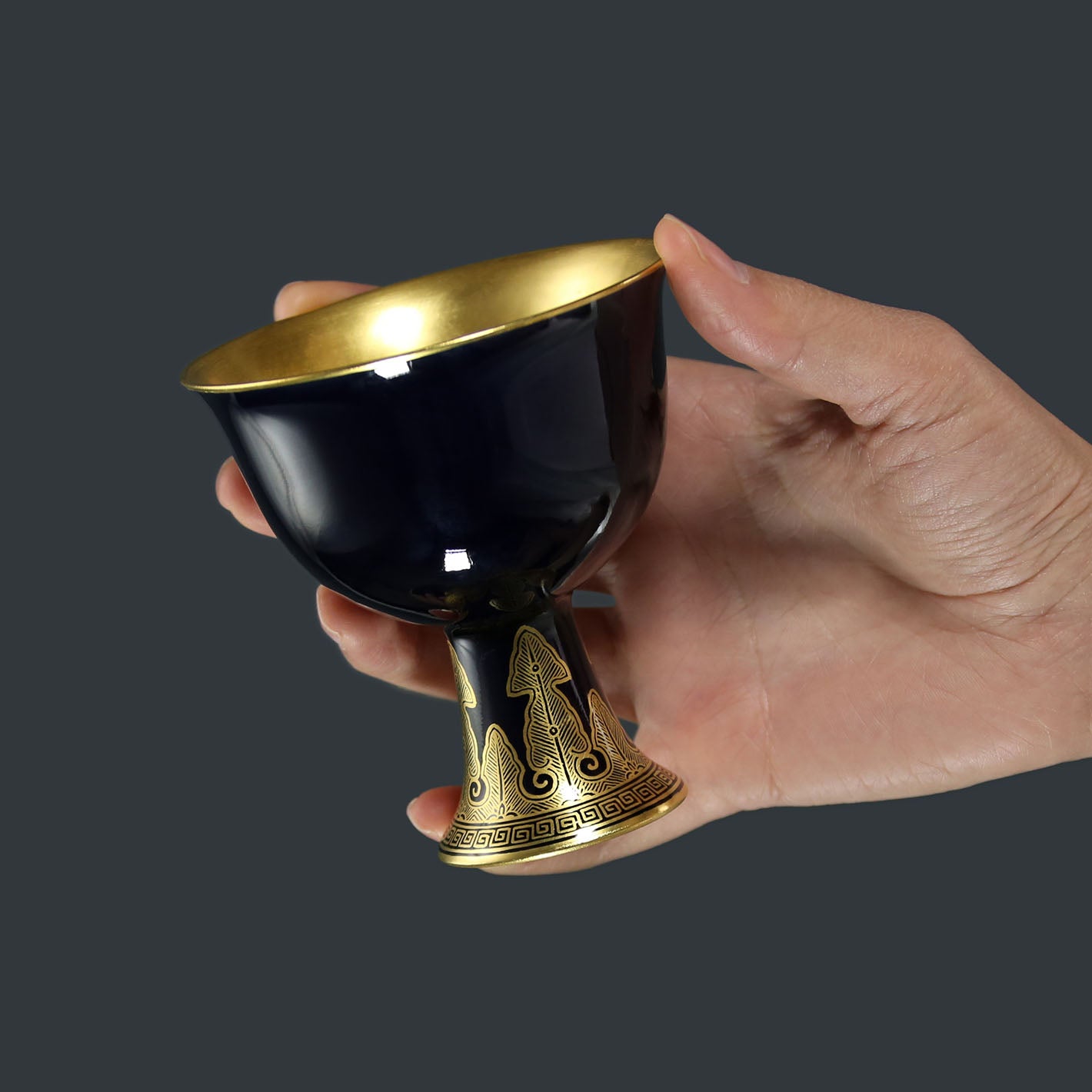 Sacrificial Blue/Rouge-Gilded Stem Bowl