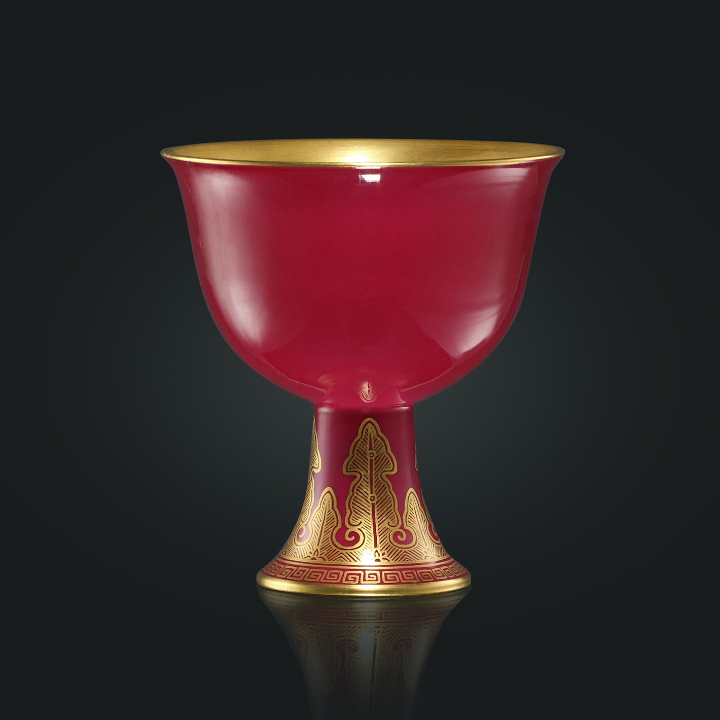 Sacrificial Blue/Rouge-Gilded Stem Bowl