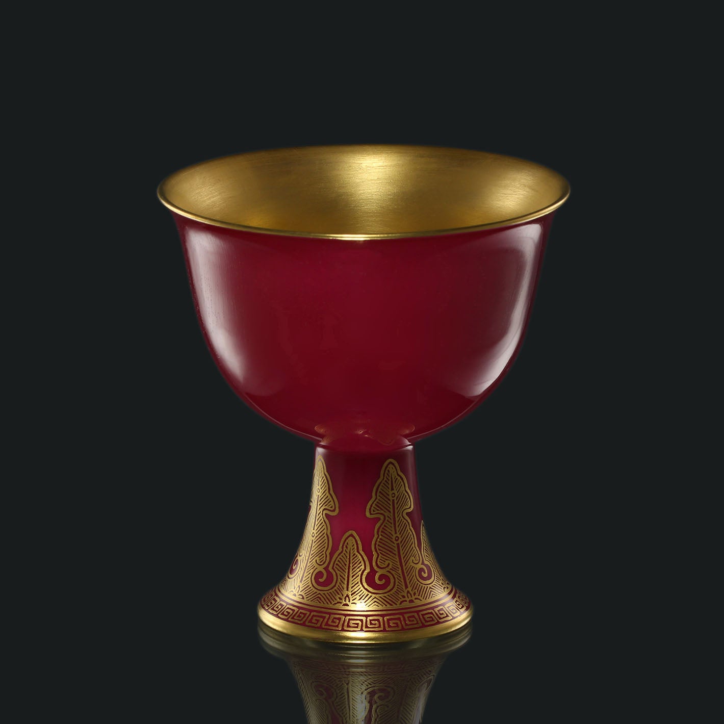 Sacrificial Blue/Rouge-Gilded Stem Bowl