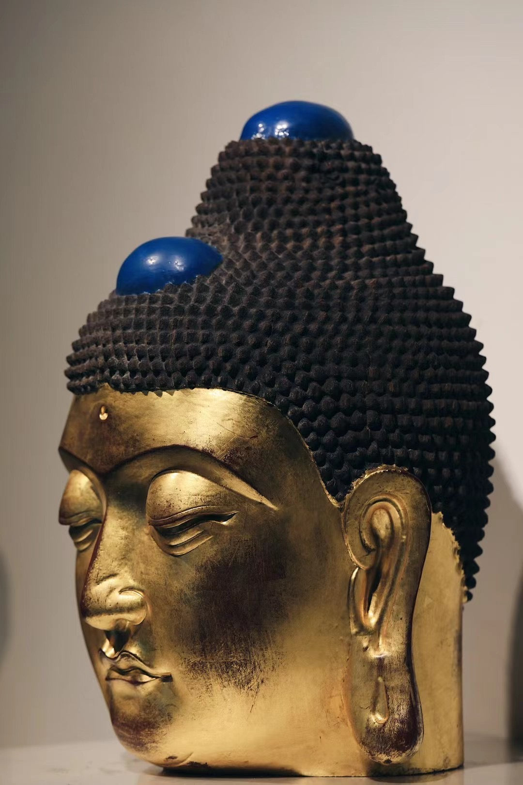 Ebony and Gold Leaf Buddha Head