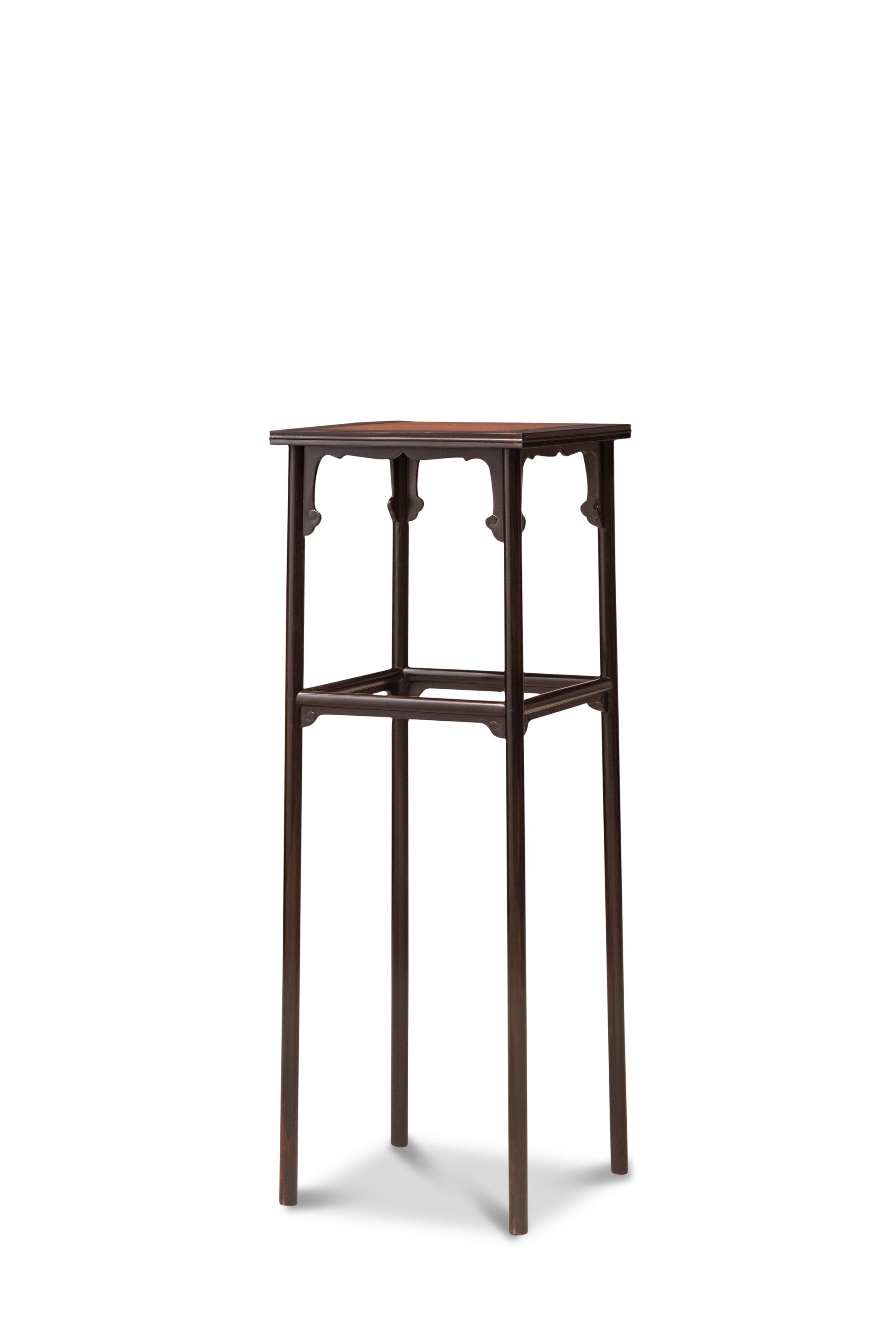 Black rosewood and golden nanmu incense table with a zither-playing design