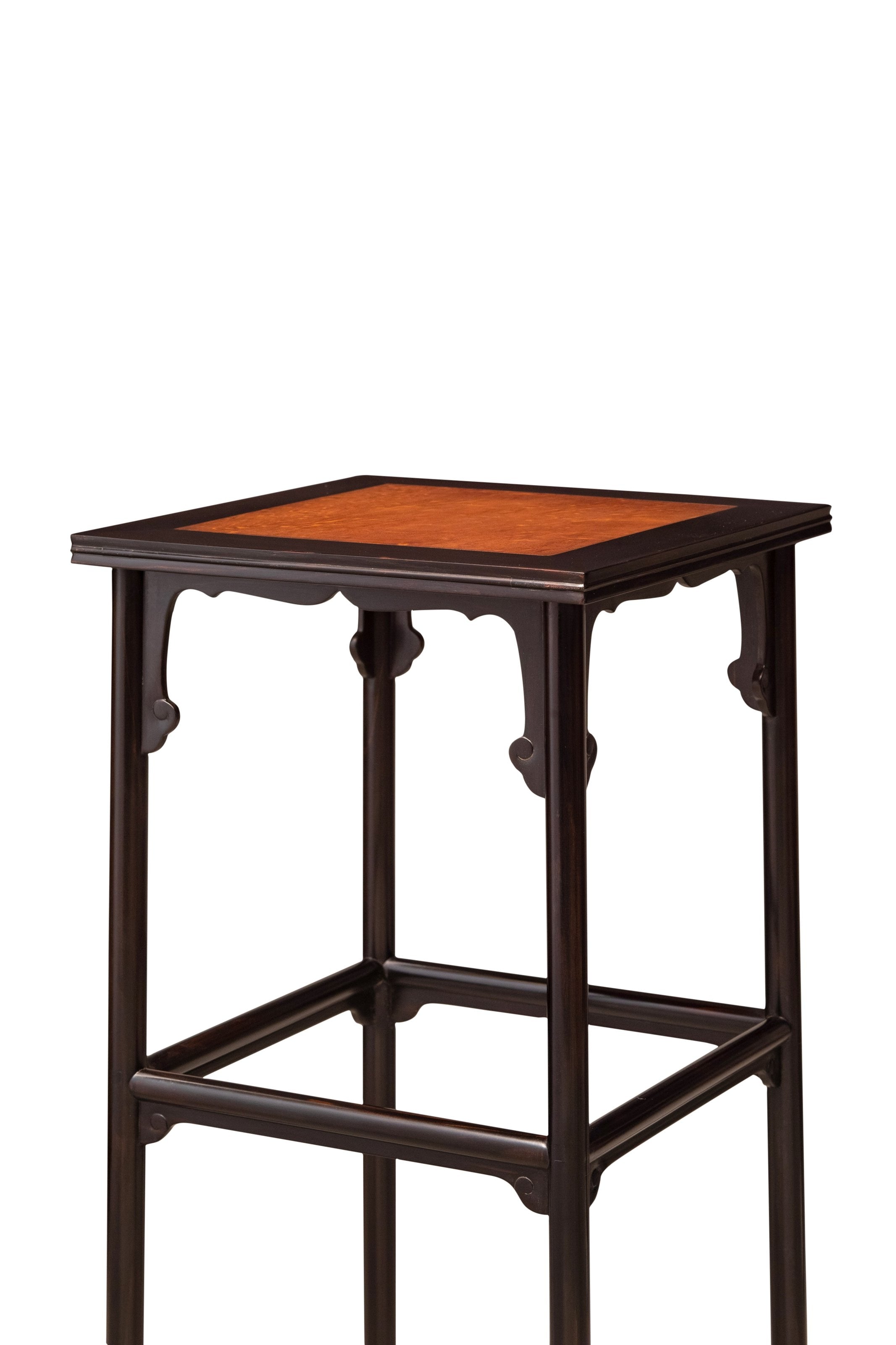 Black rosewood and golden nanmu incense table with a zither-playing design