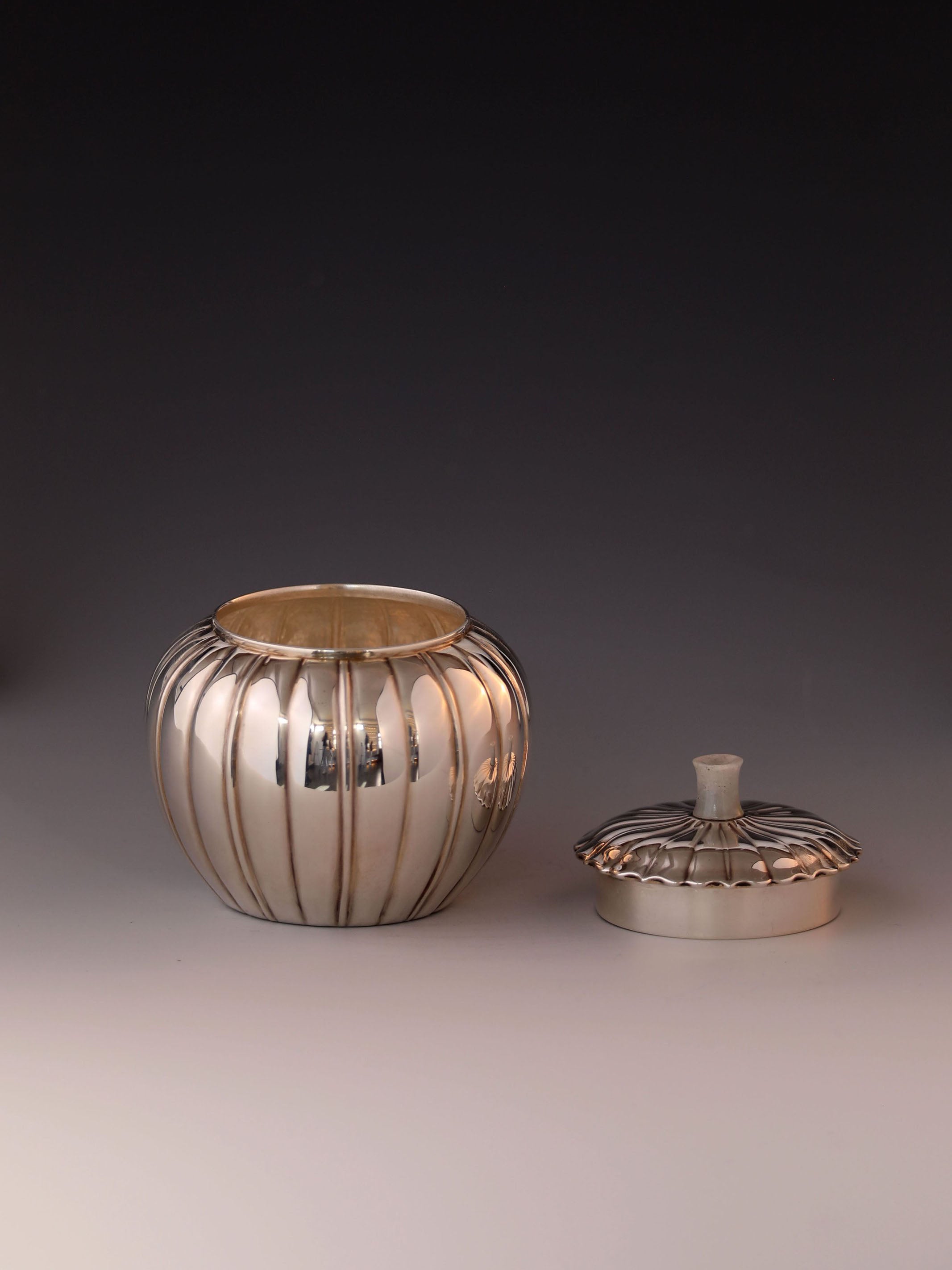 Ribbed Sterling Silver Tea Canister