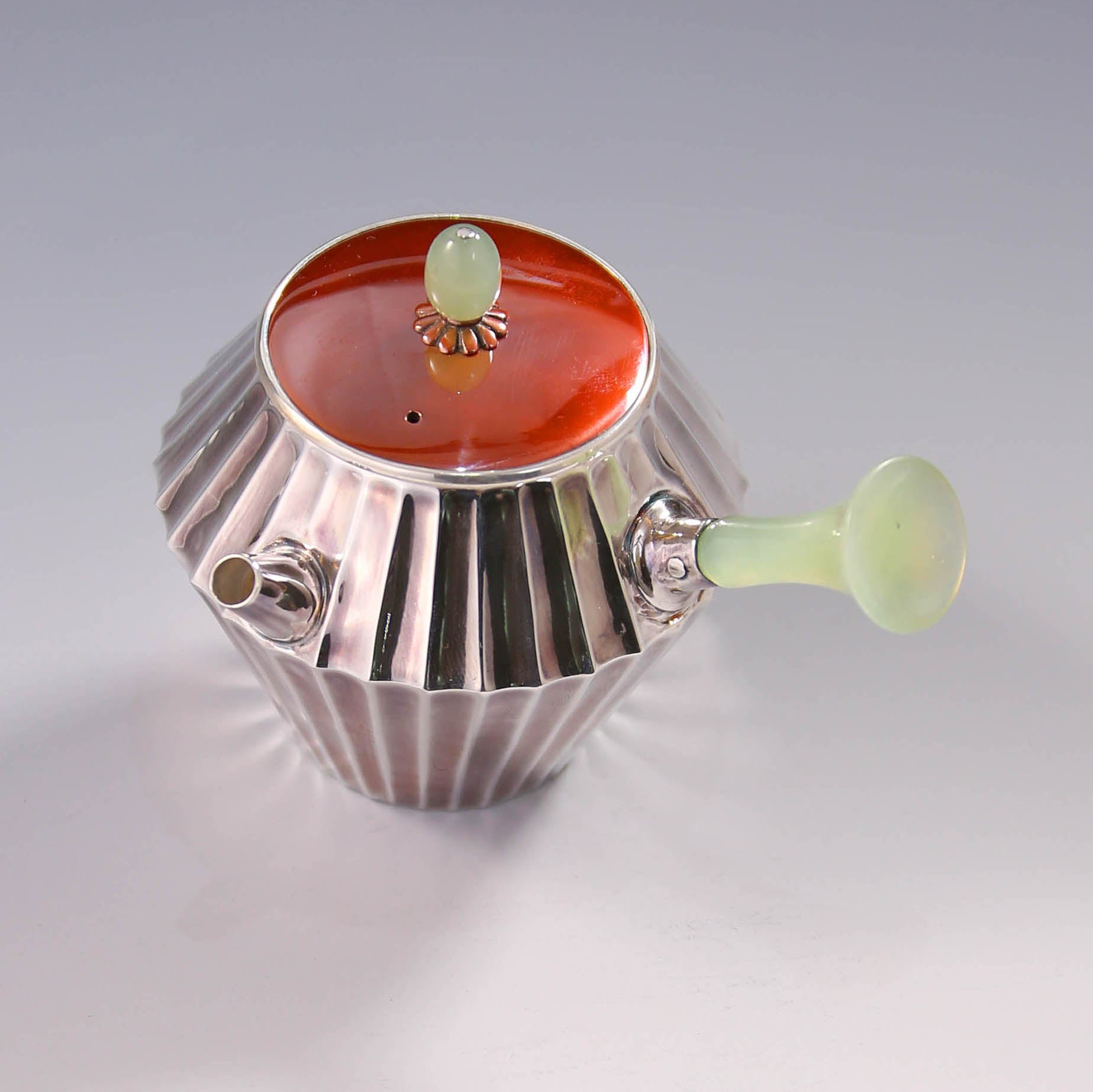 Ribbed Jade Button with Urgent Needle