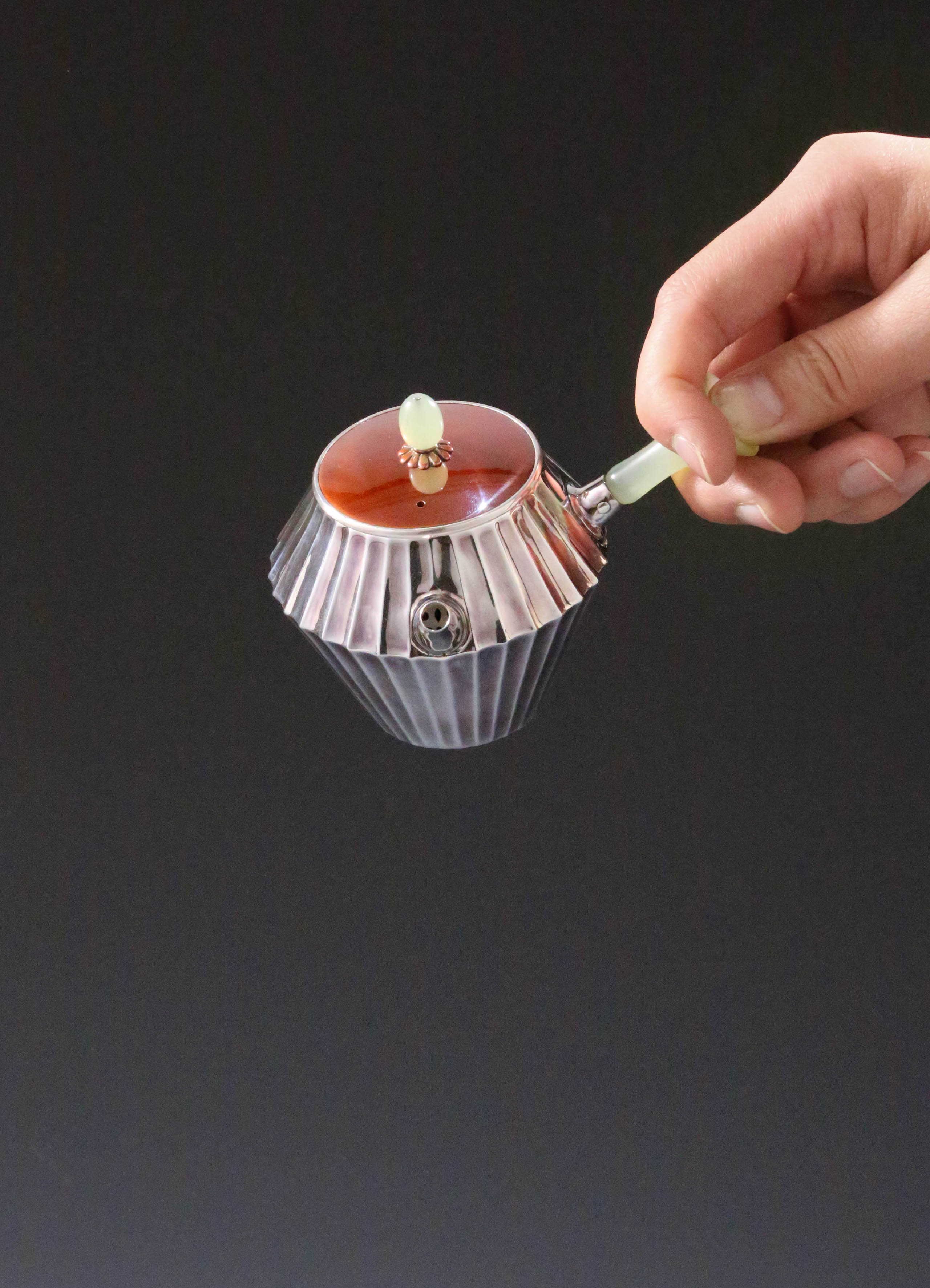 Ribbed Jade Button with Urgent Needle