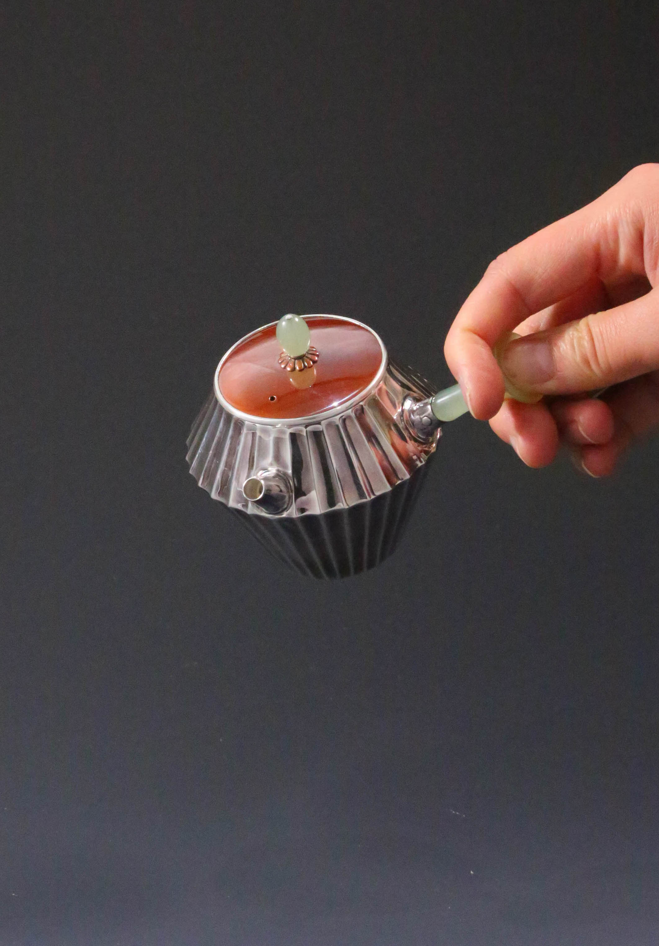 Ribbed Jade Button with Urgent Needle