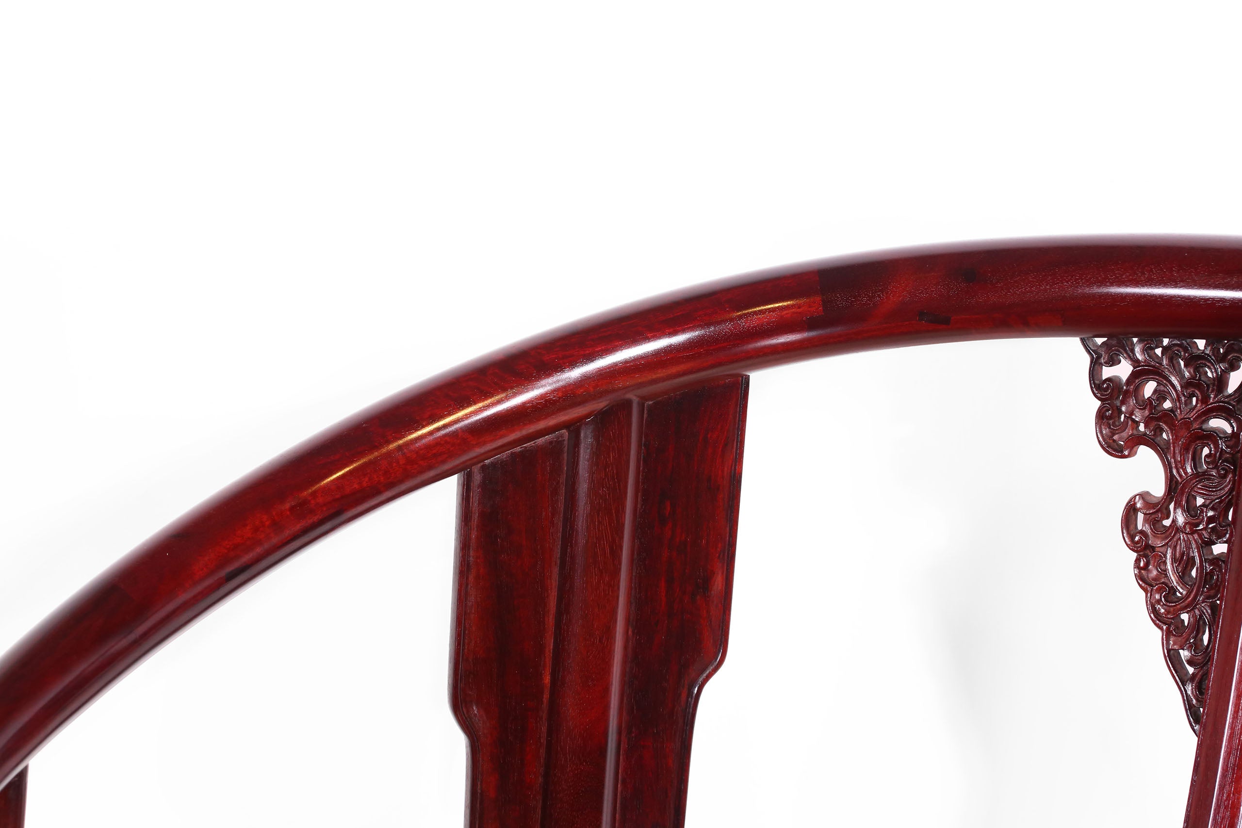 Small-leaf rosewood/Zambian rosewood scroll pattern waistband armchair