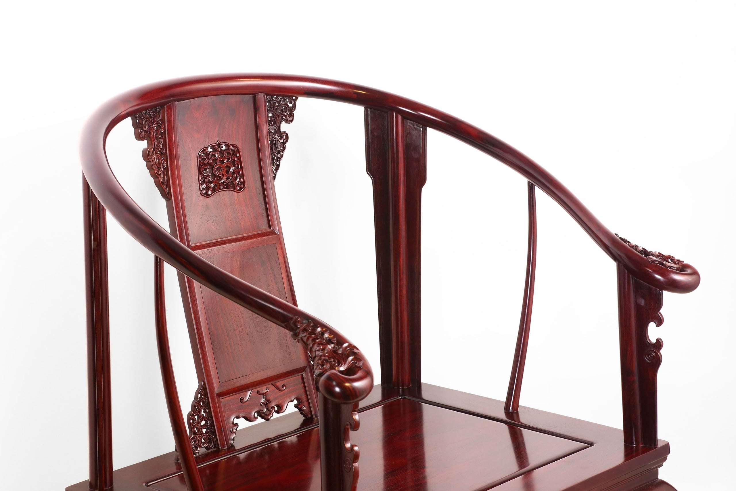 Small-leaf rosewood/Zambian rosewood scroll pattern waistband armchair