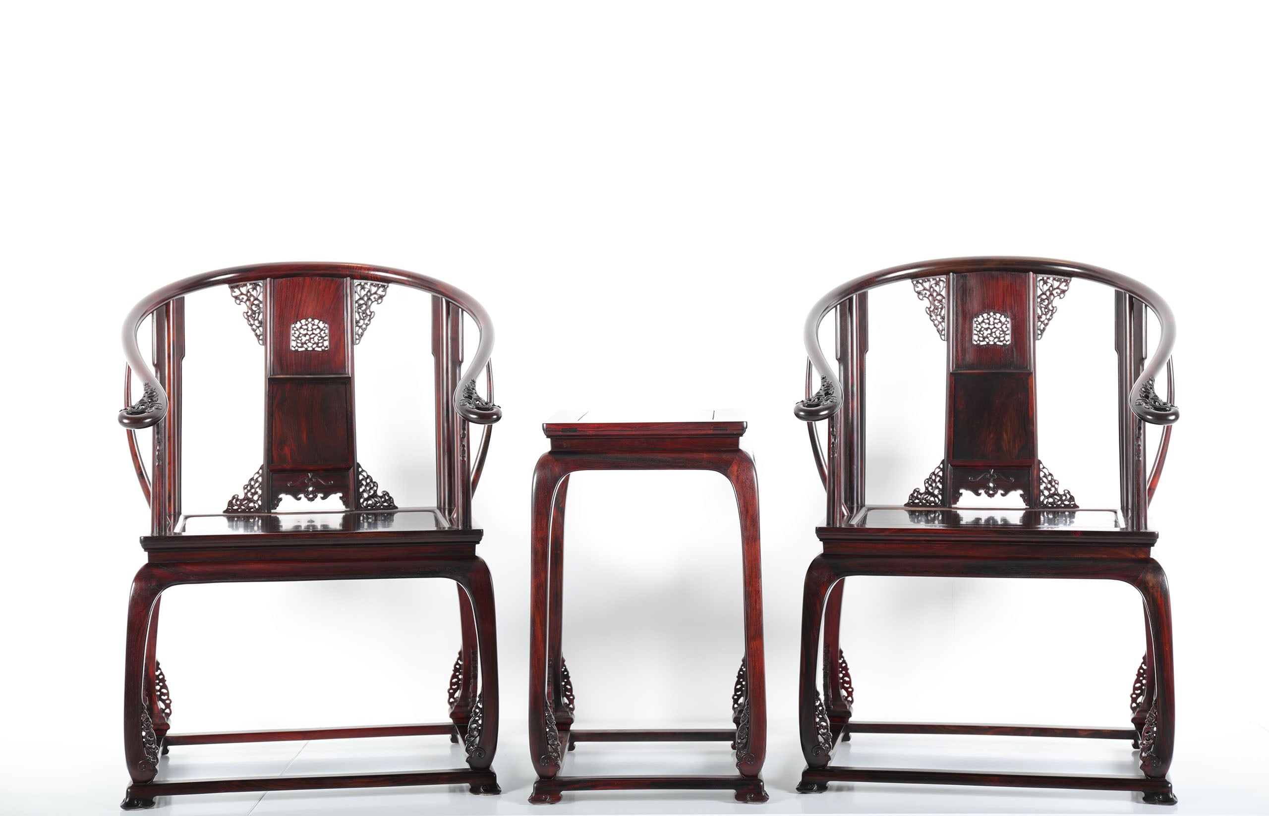 Small-leaf rosewood/Zambian rosewood scroll pattern waistband armchair