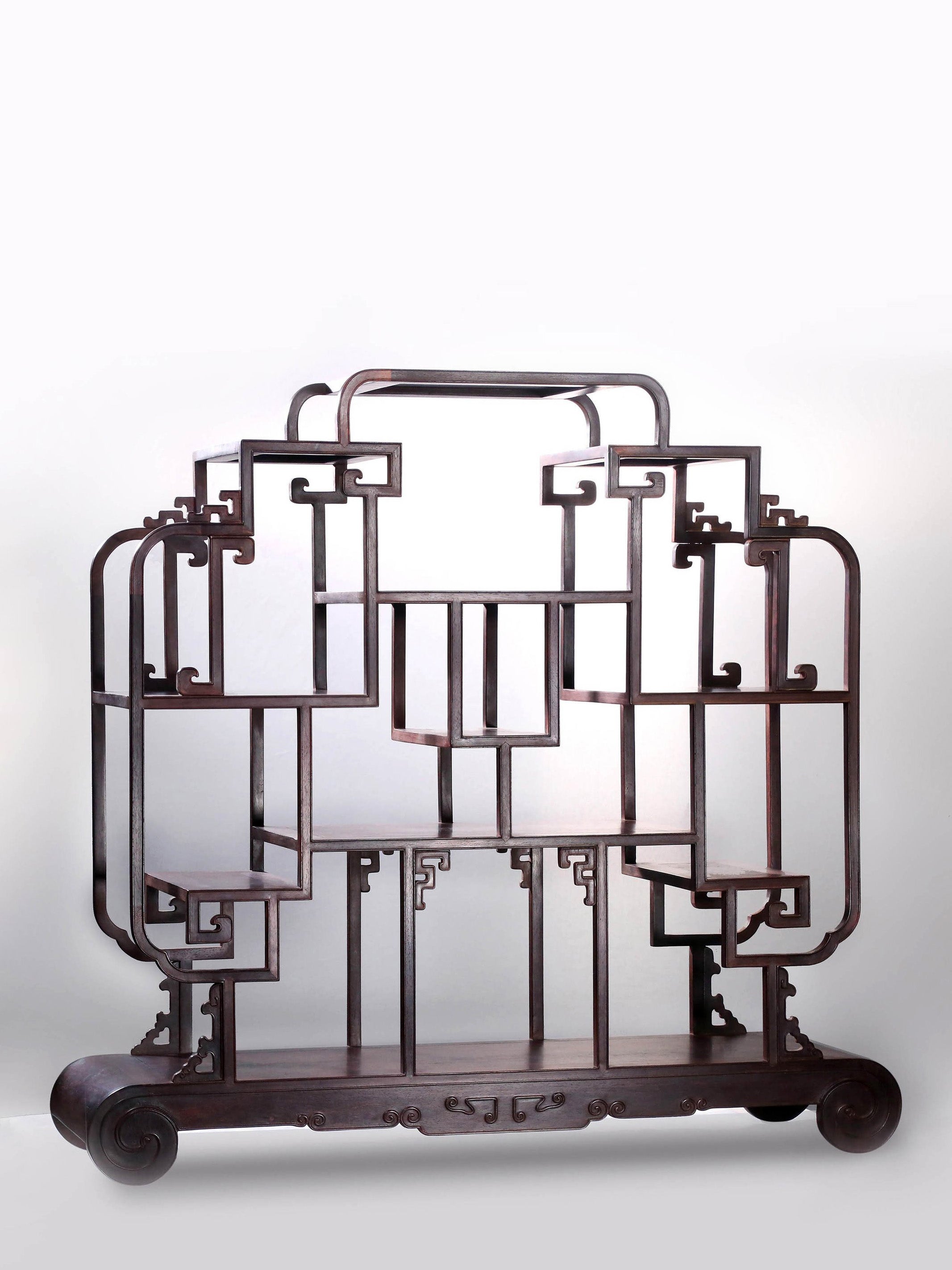 Rosewood scroll book display shelf