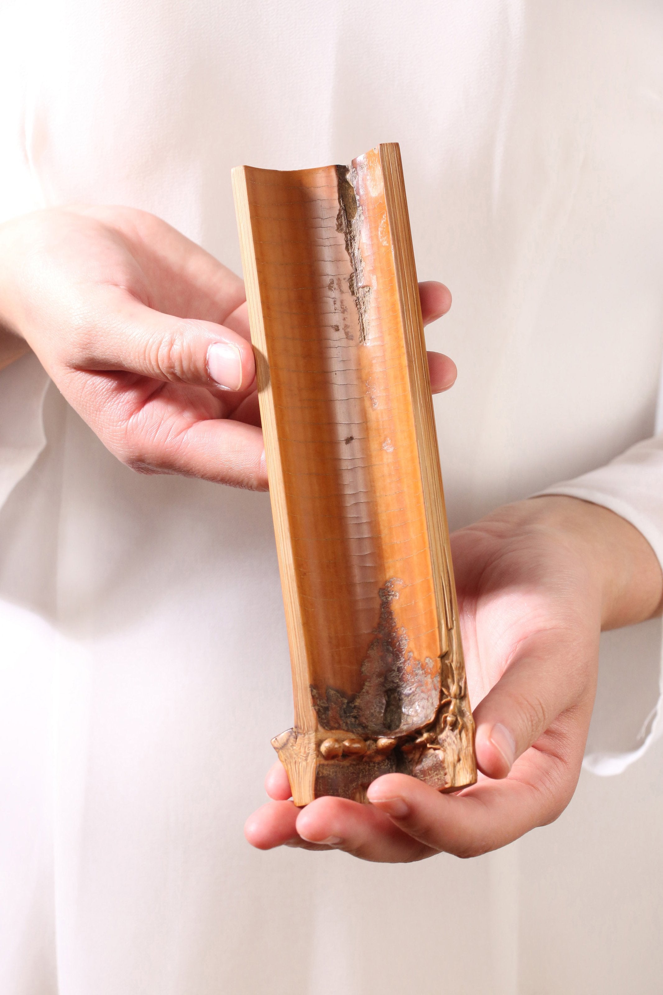 Tea Scoop Carved from Old Bamboo