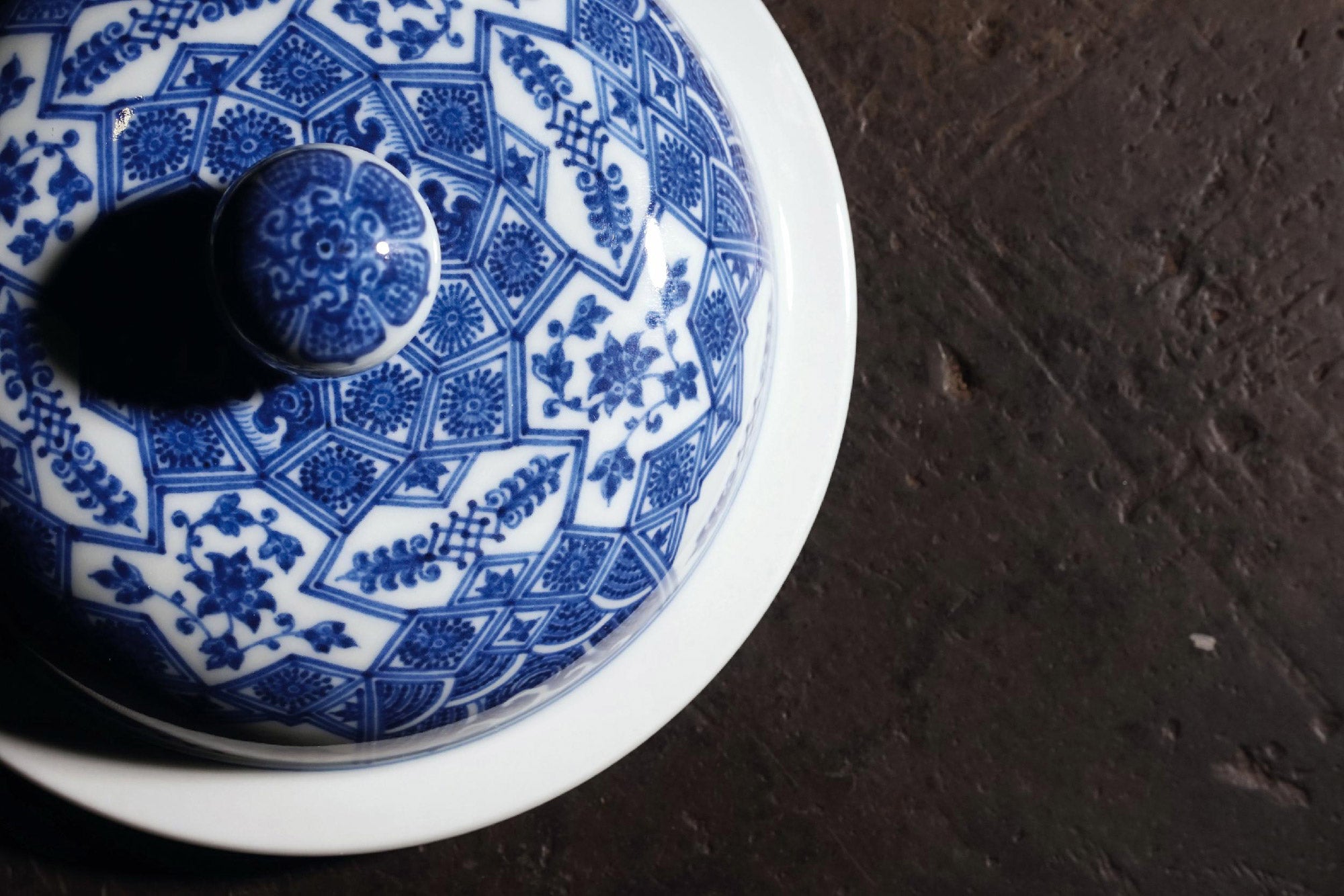 Blue and white tea warehouse