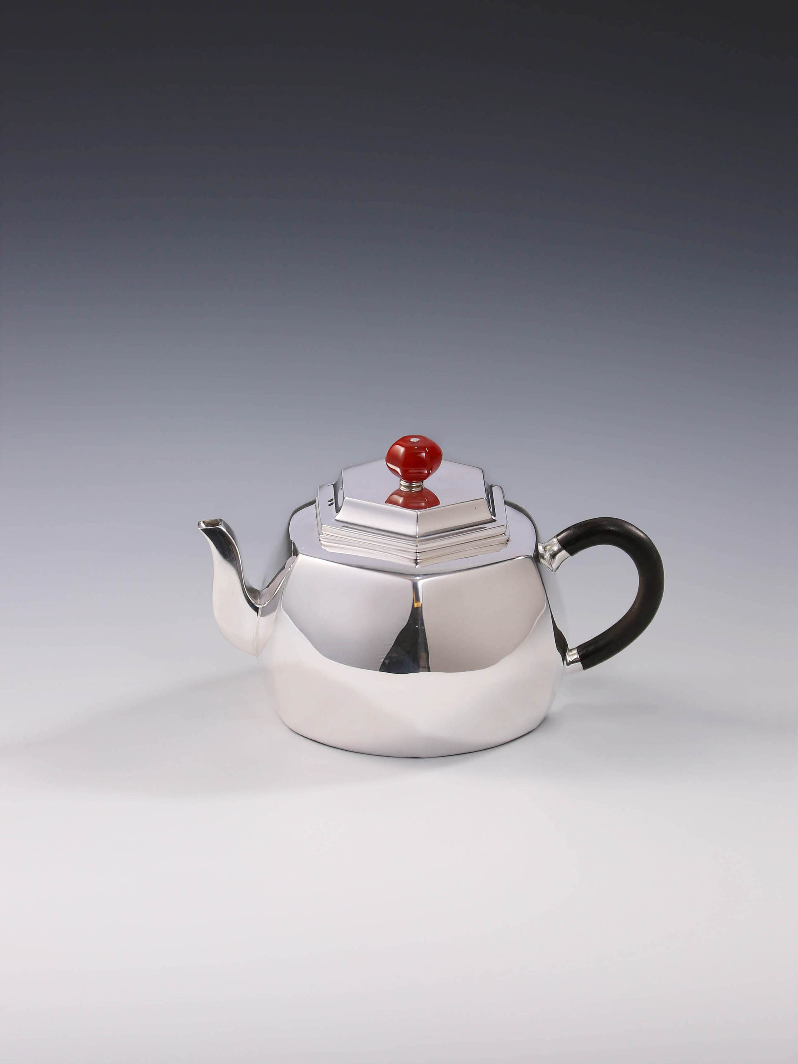 Hexagonal Sterling Silver Teapot