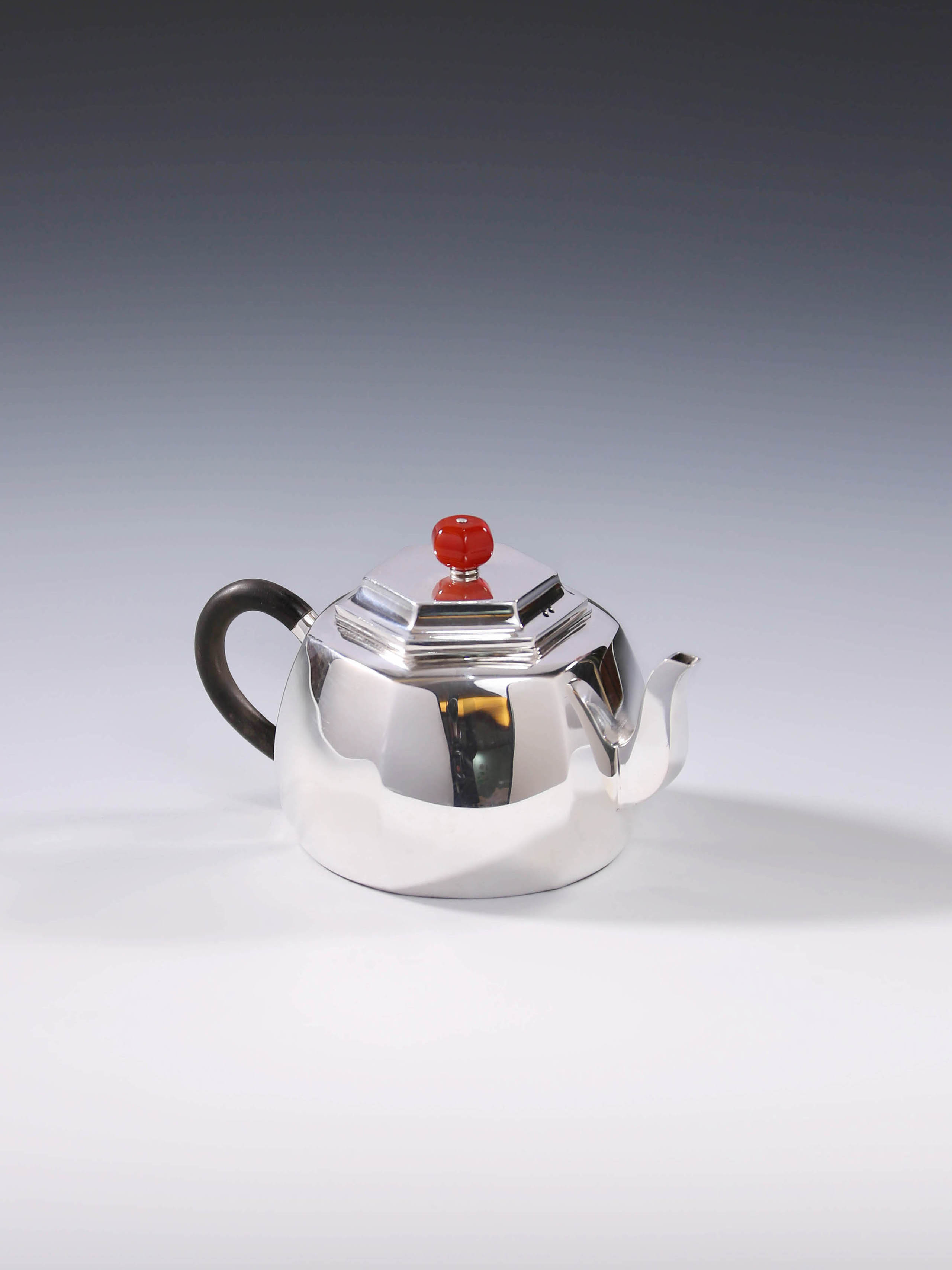 Hexagonal Sterling Silver Teapot