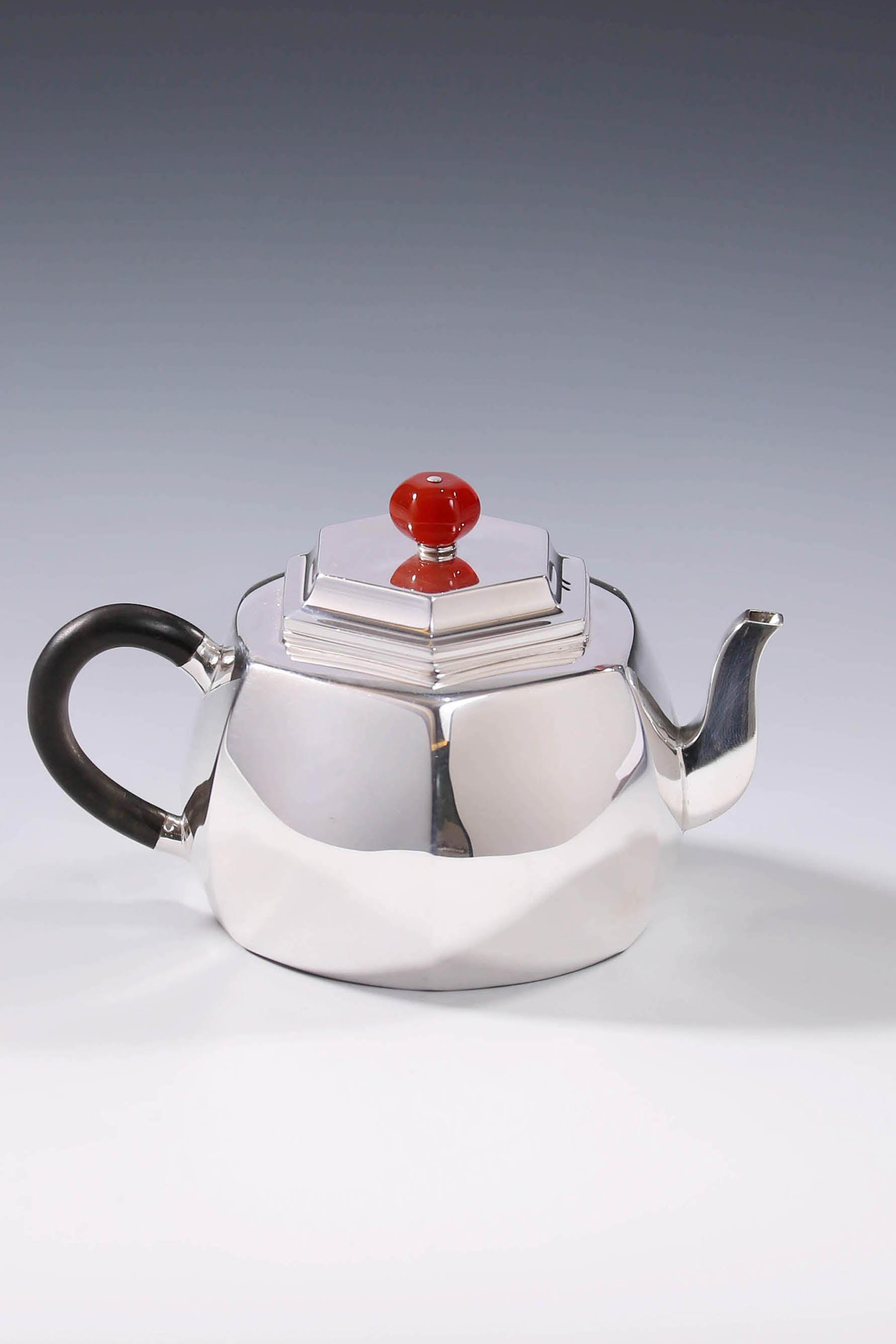 Hexagonal Sterling Silver Teapot