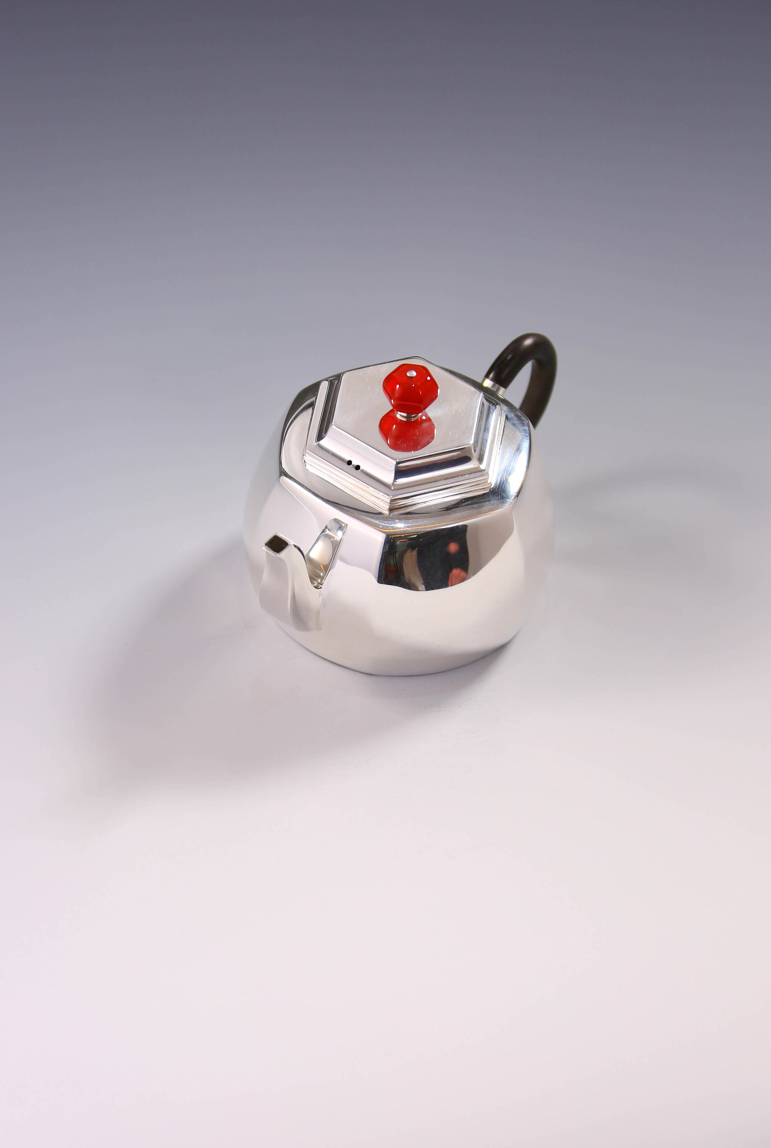 Hexagonal Sterling Silver Teapot