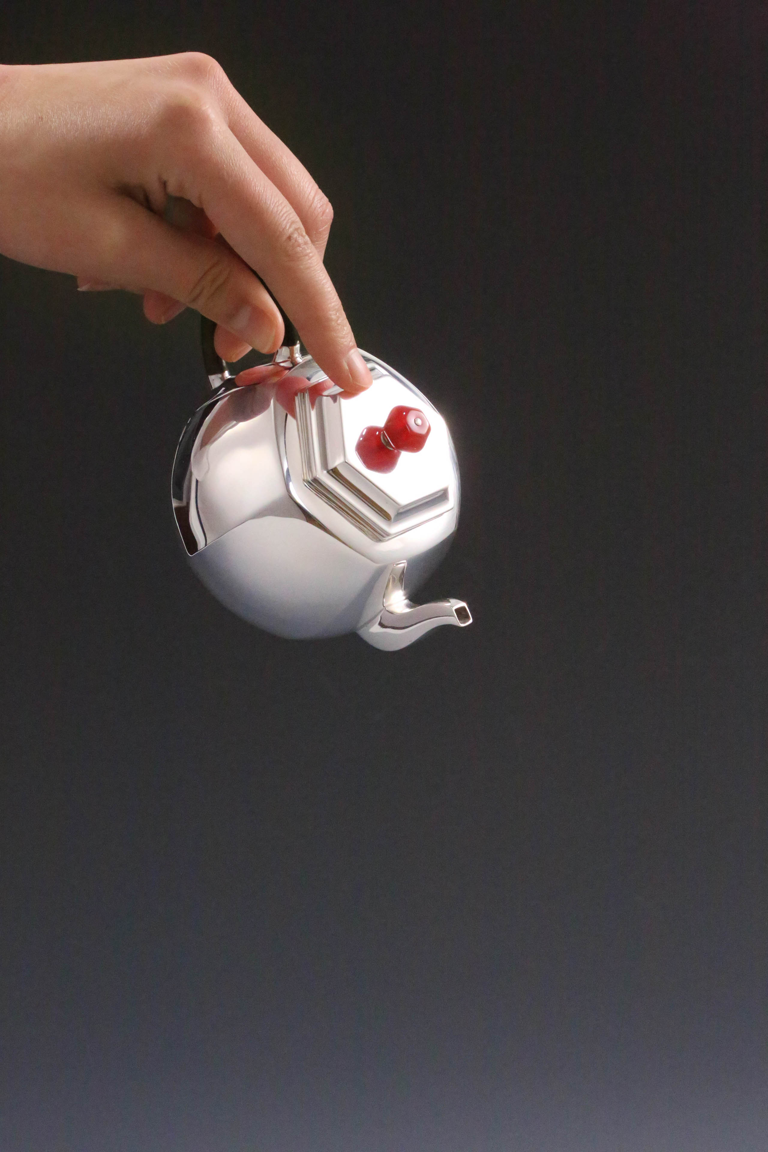 Hexagonal Sterling Silver Teapot