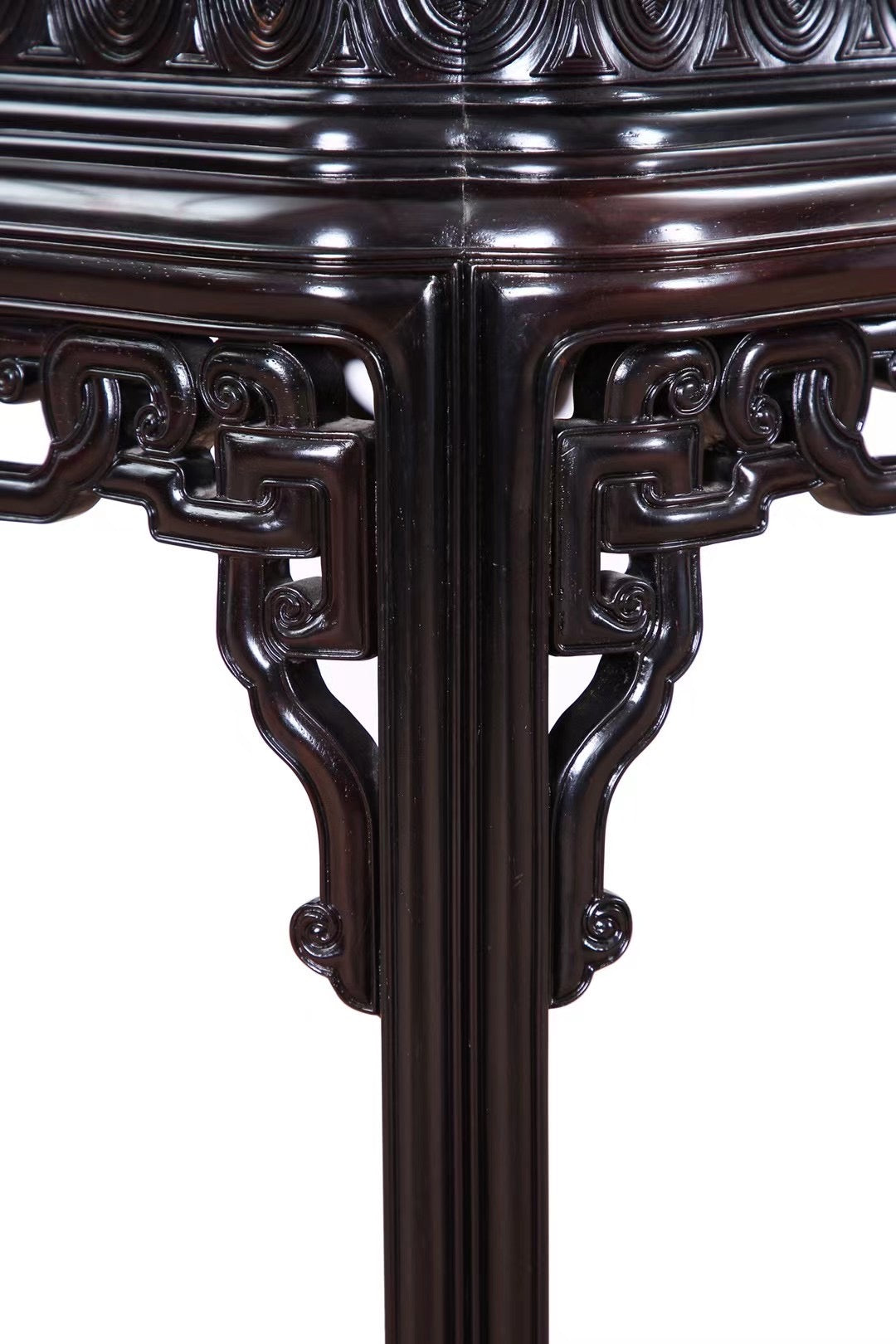 Zambian rosewood hexagonal floral table