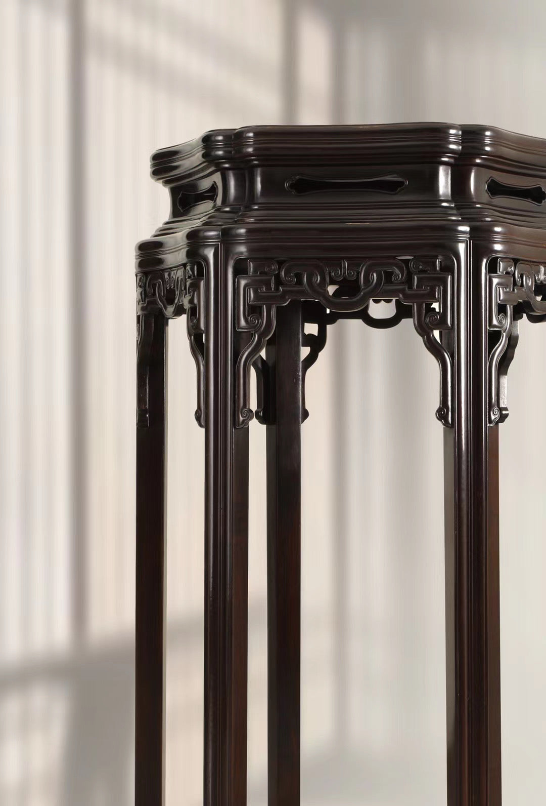 Zambian rosewood hexagonal floral table