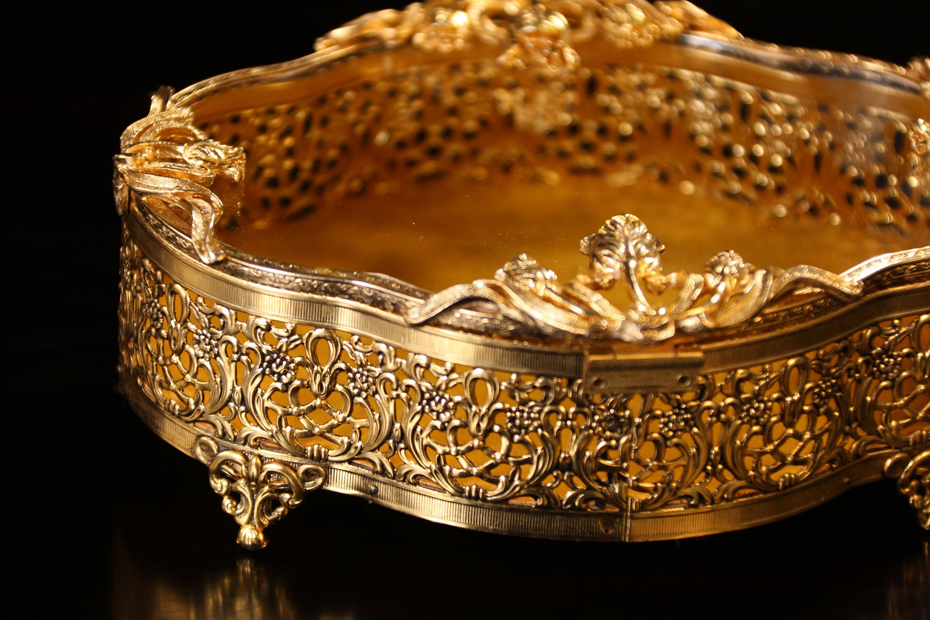 European antique gilded display box