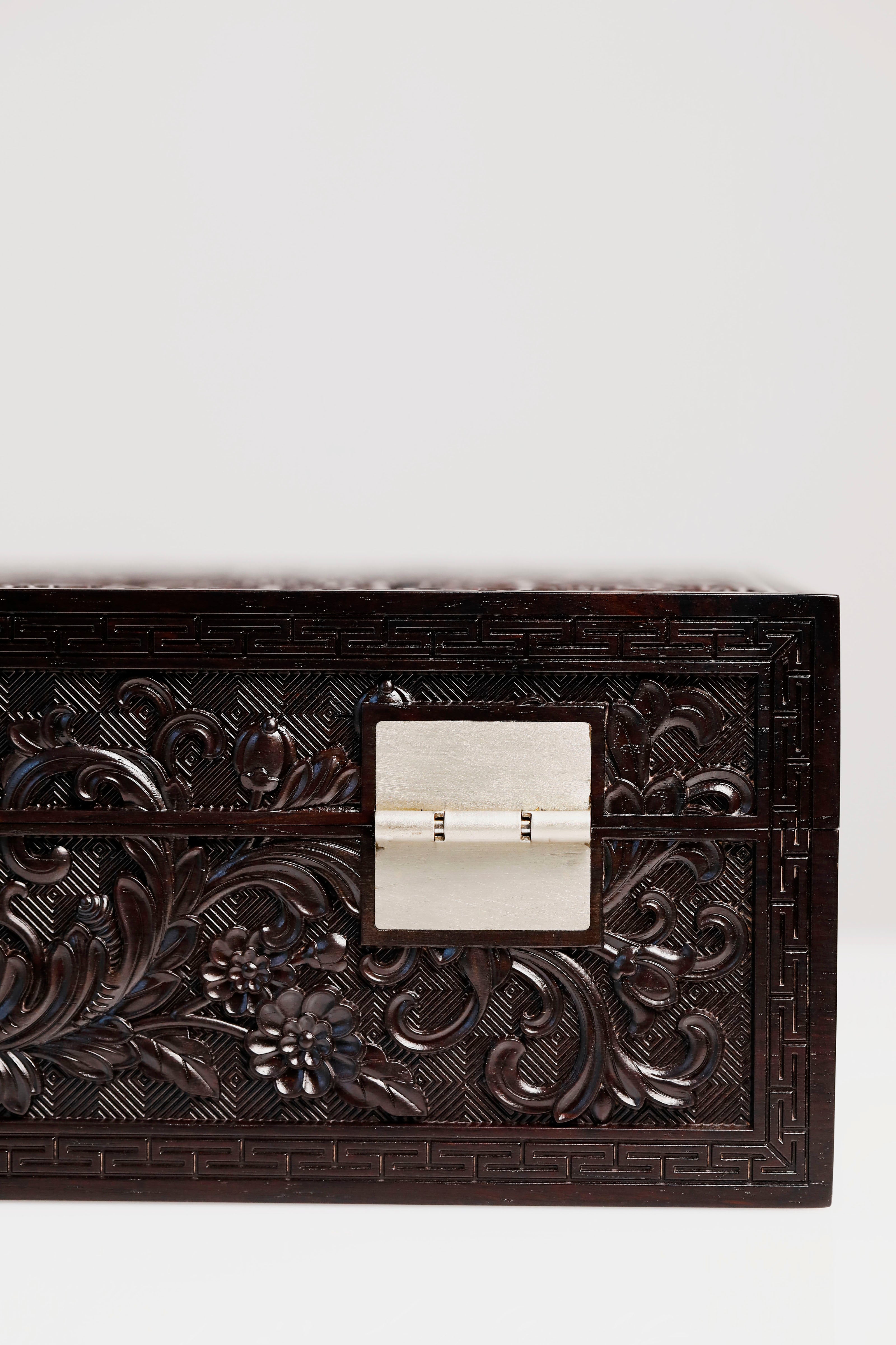 Purple sandalwood passionflower carved tea box