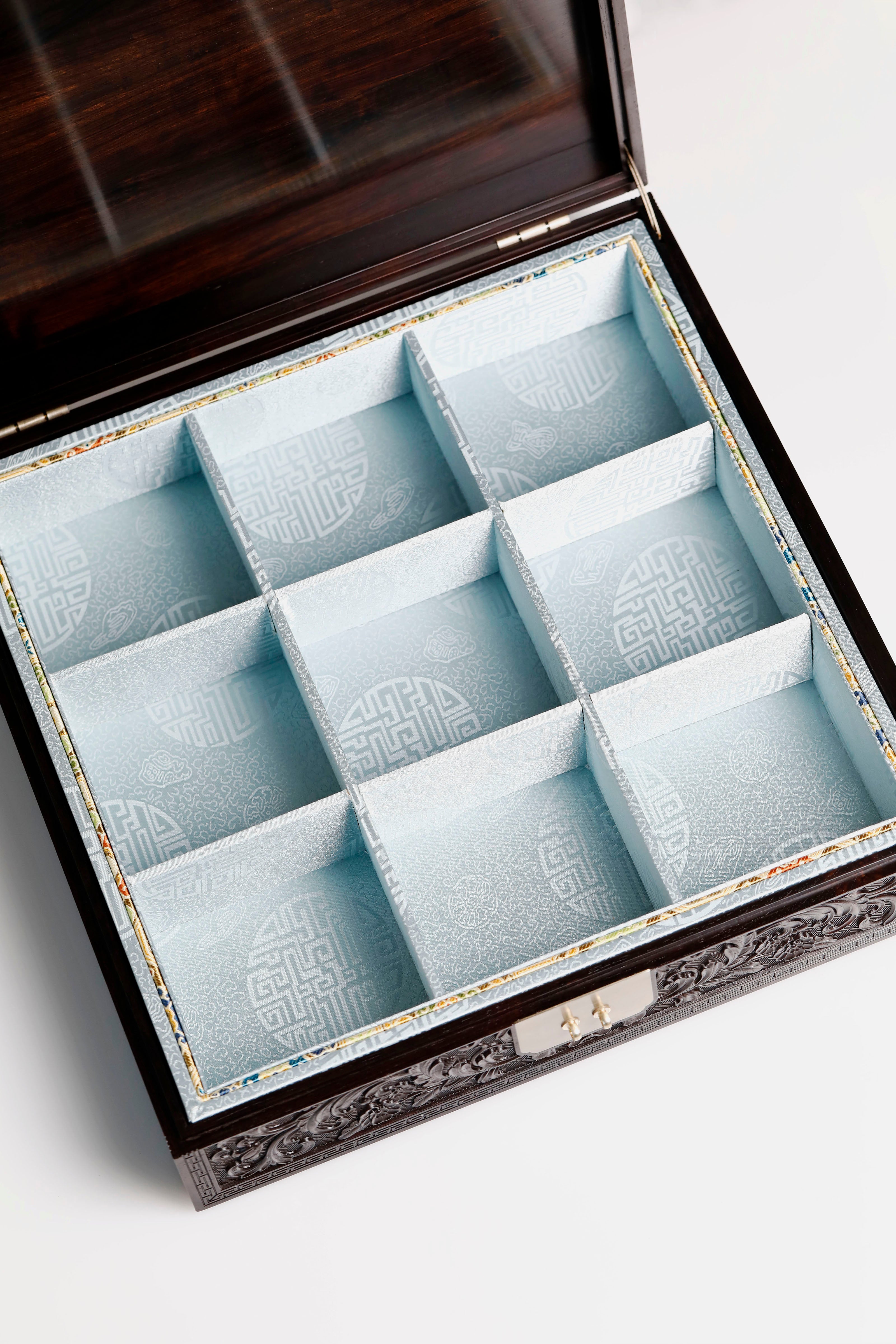 Purple sandalwood passionflower carved tea box