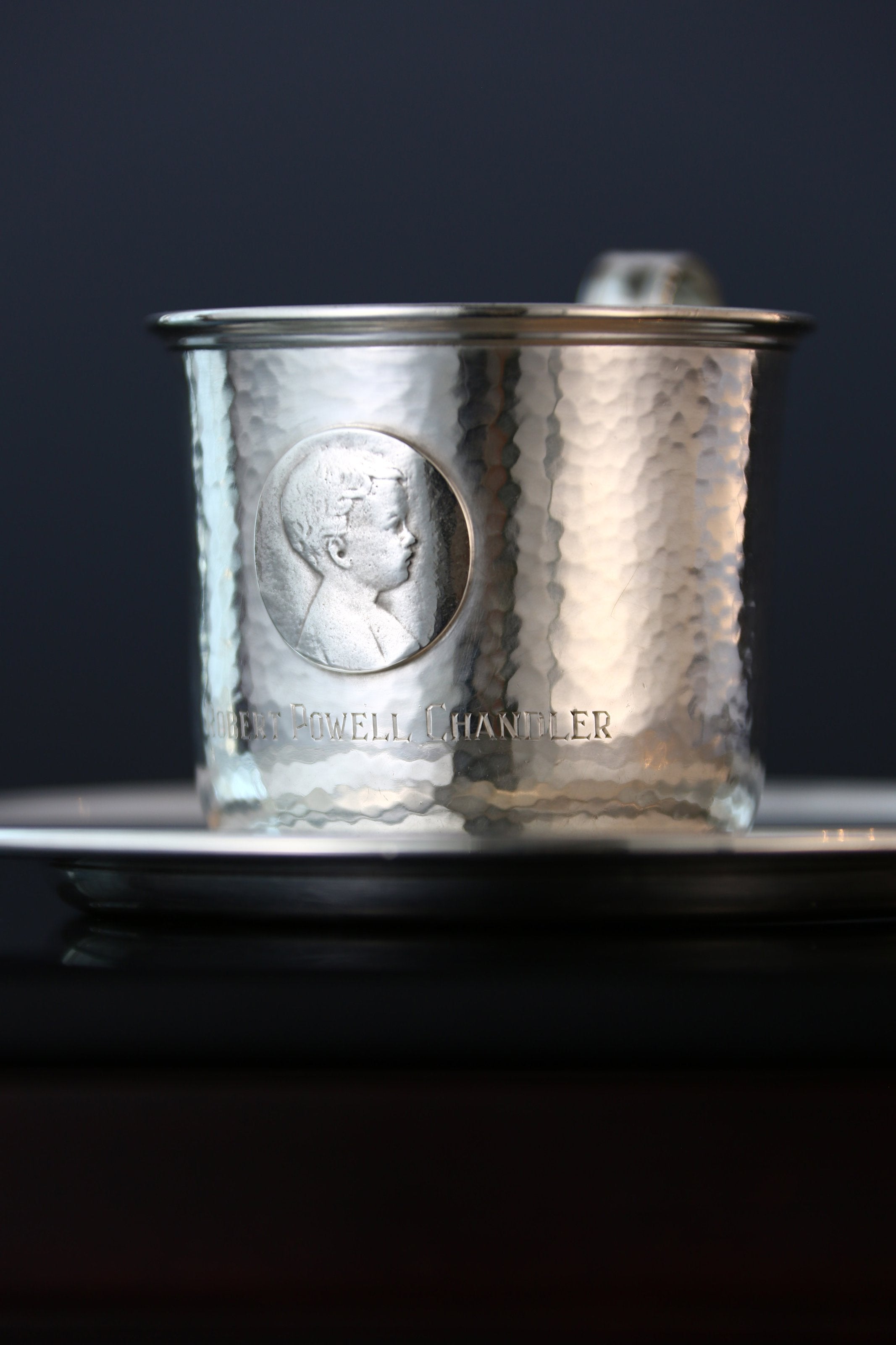A set of 19th-century American sterling silver hammered teacups
