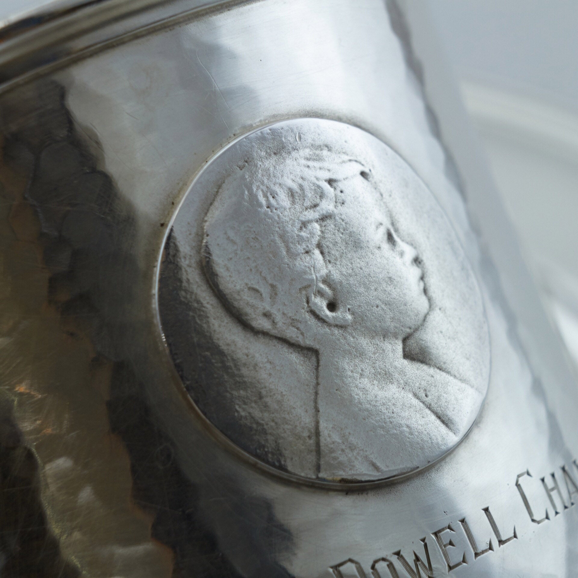 A set of 19th-century American sterling silver hammered teacups