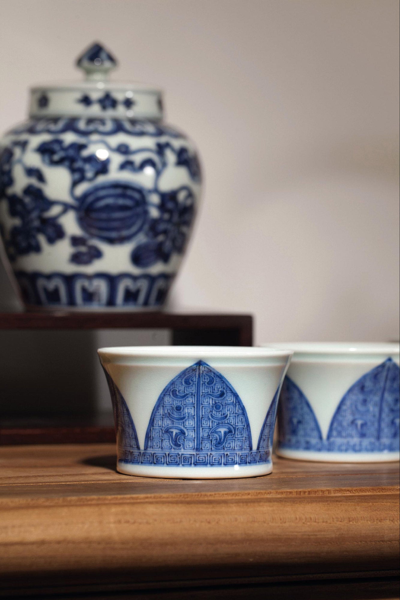 Blue and white tea warehouse