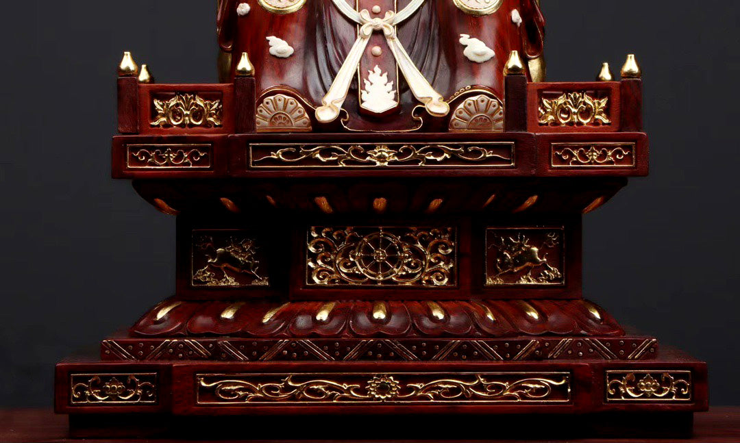 Mammoth ivory carved small-leaf sandalwood gilded God of Wealth