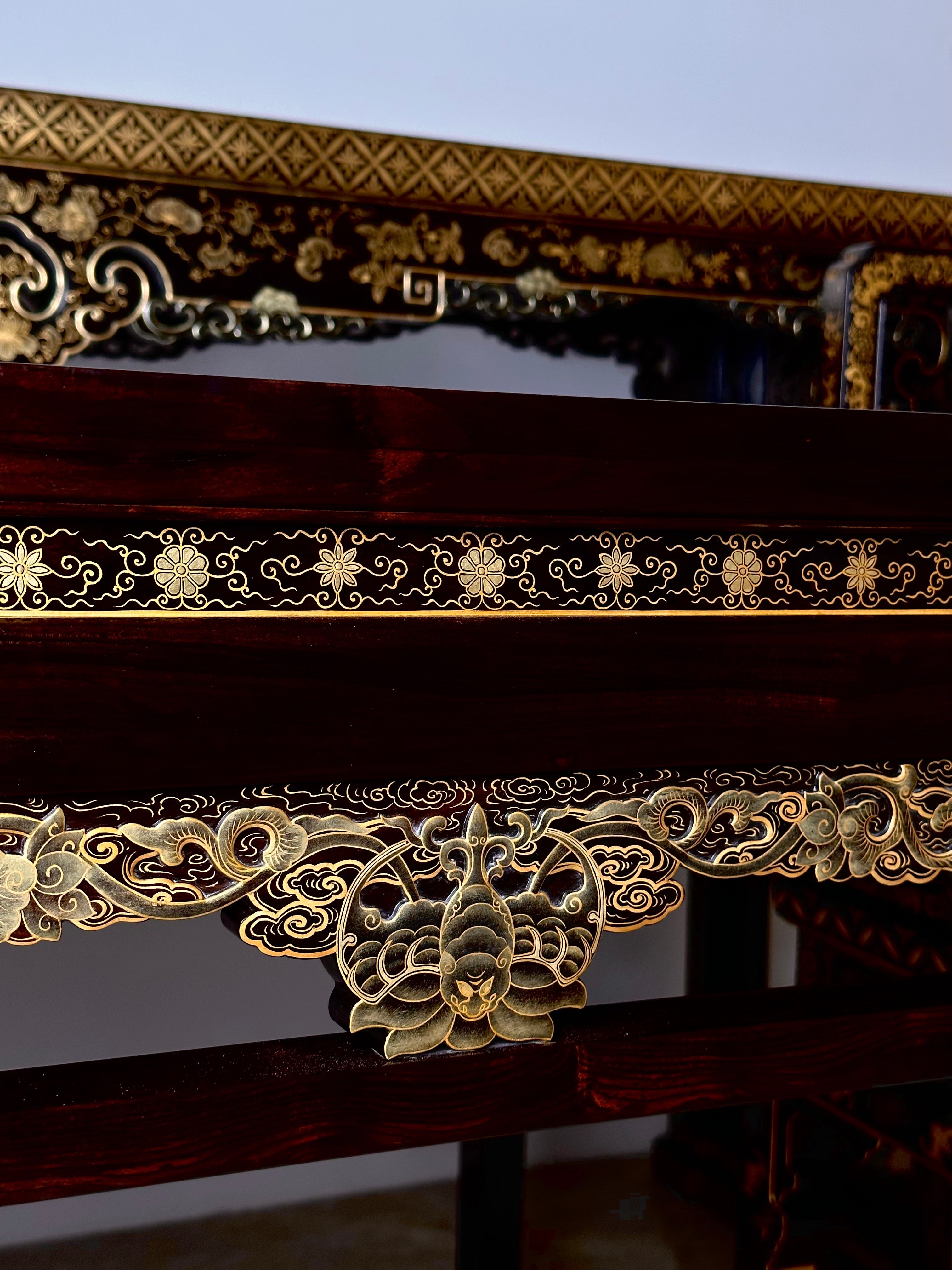 Replica of Qing Dynasty Palace Gilded Passionflower and Bat Pattern Armchair