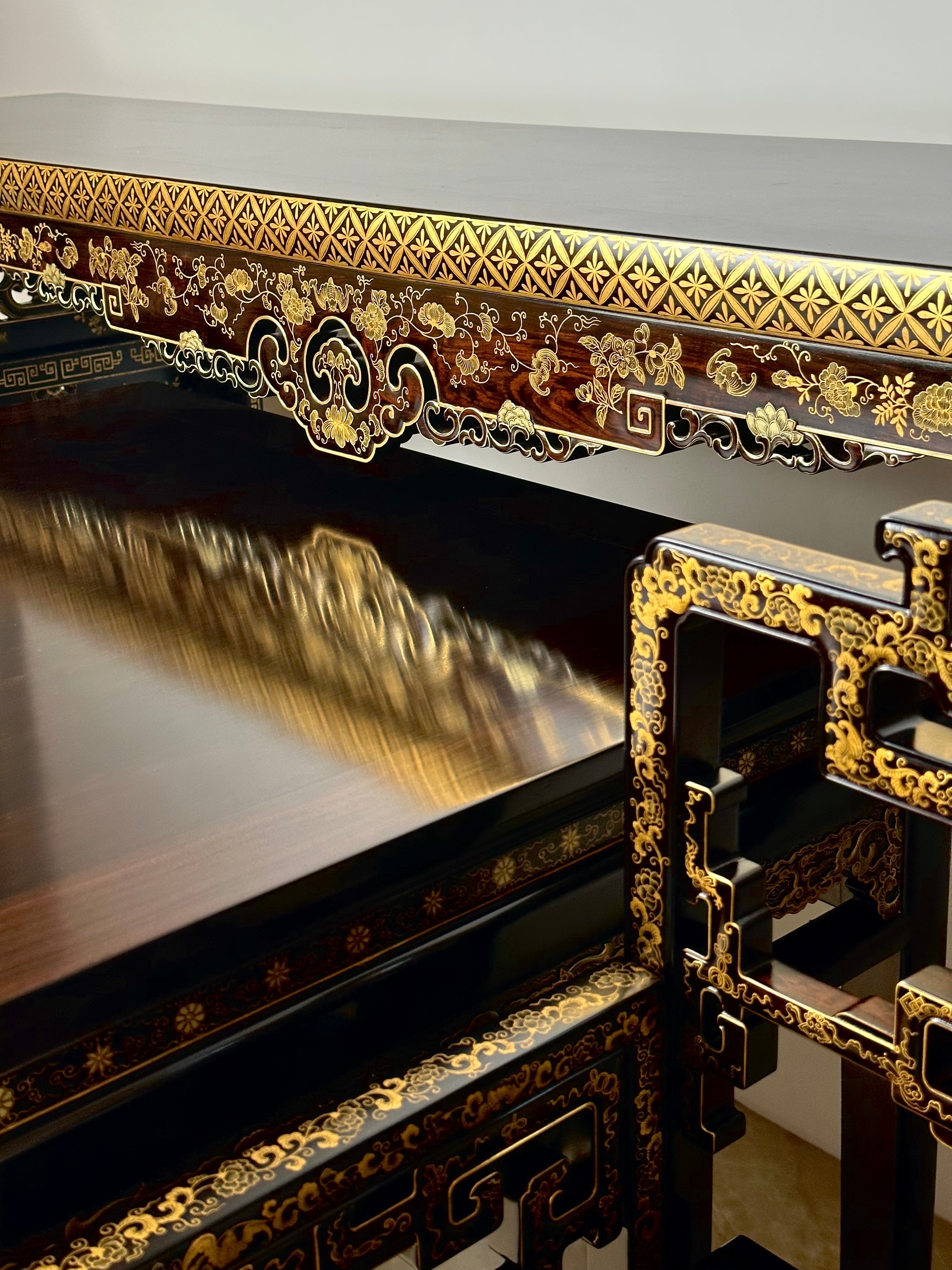 Replica of Qing Dynasty Palace Gilded Passionflower and Bat Pattern Armchair