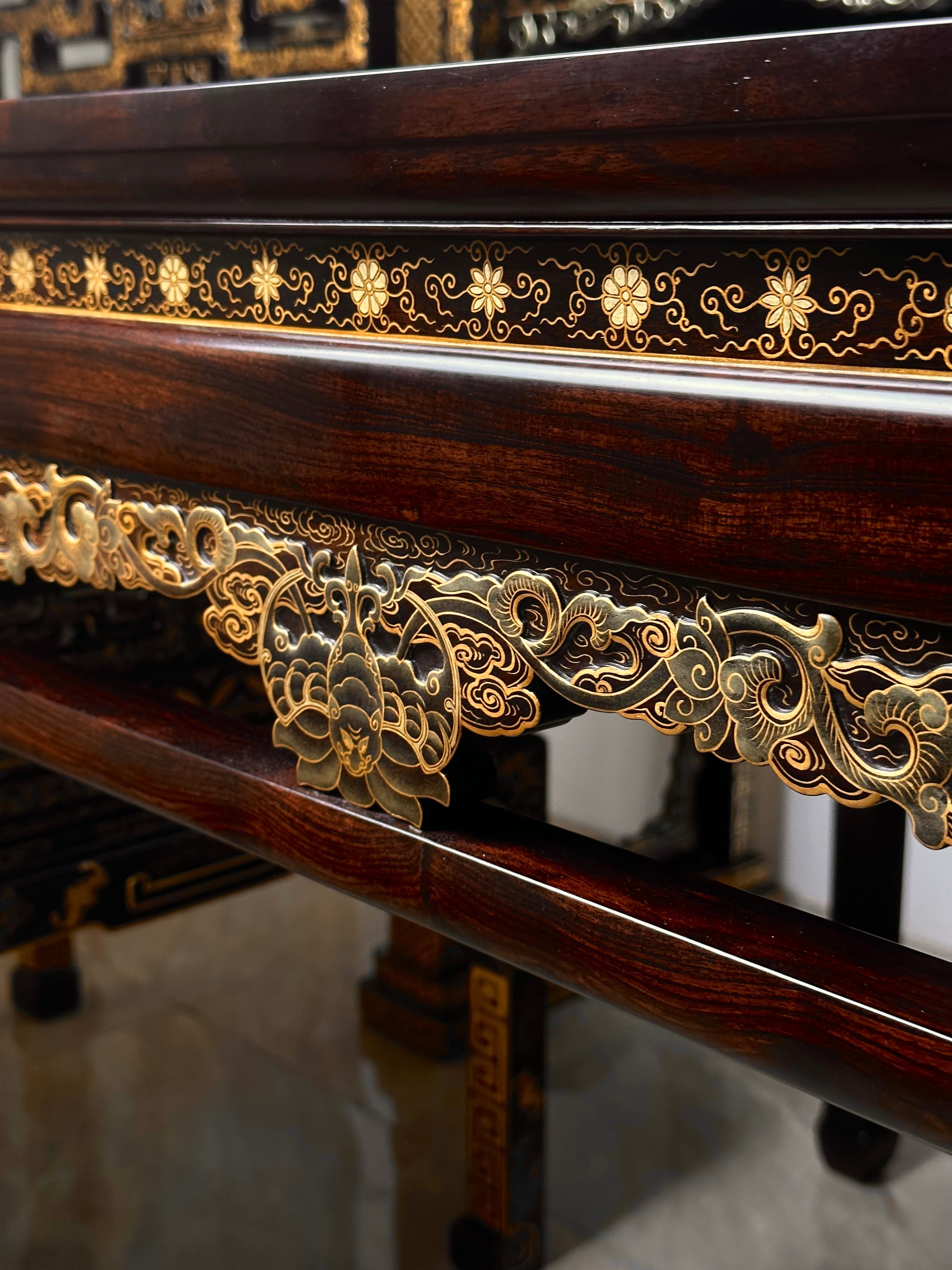 Replica of Qing Dynasty Palace Gilded Passionflower and Bat Pattern Armchair