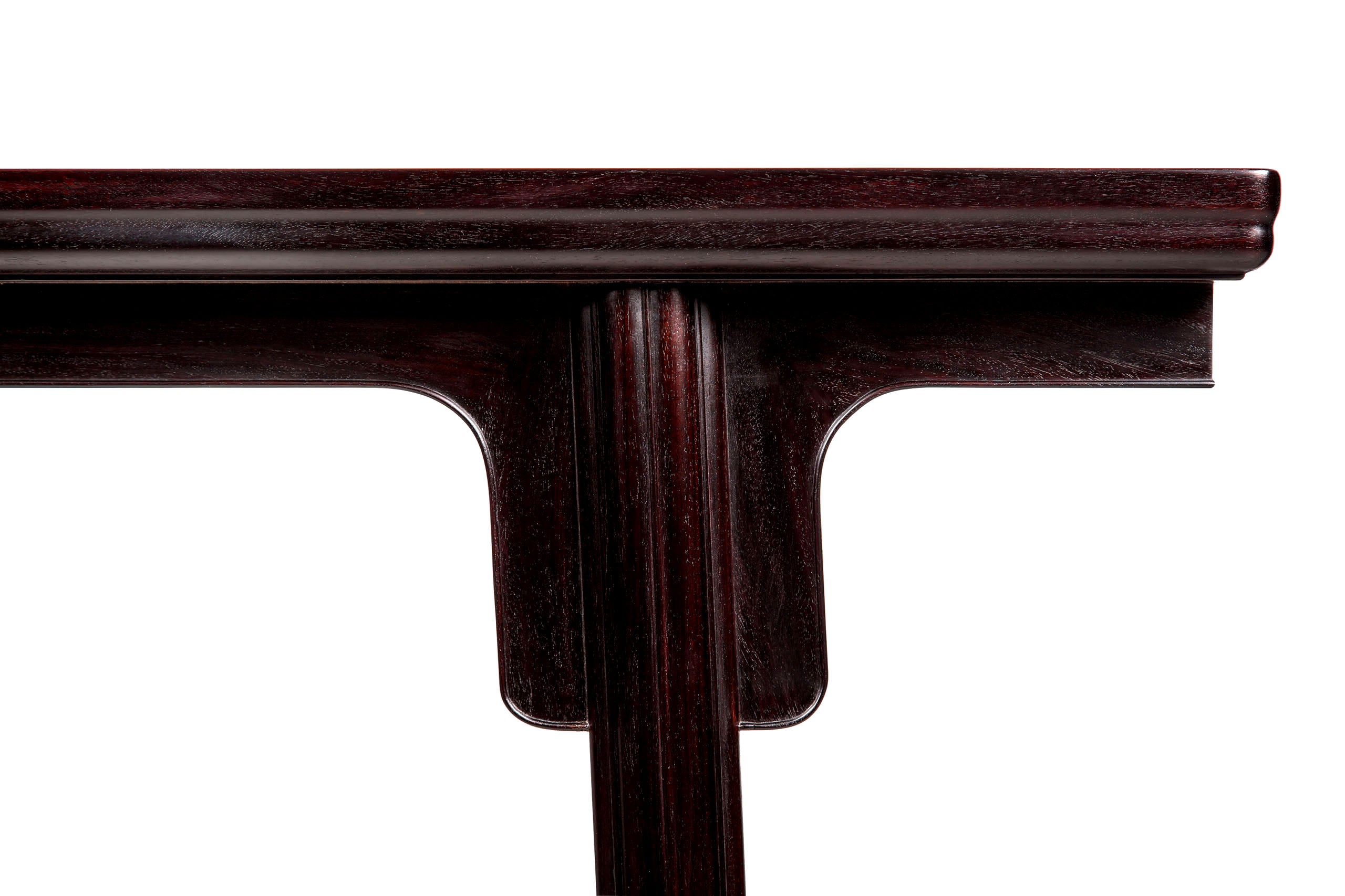 Zambian rosewood Ming-style melon-ribbed tea table with carved aprons