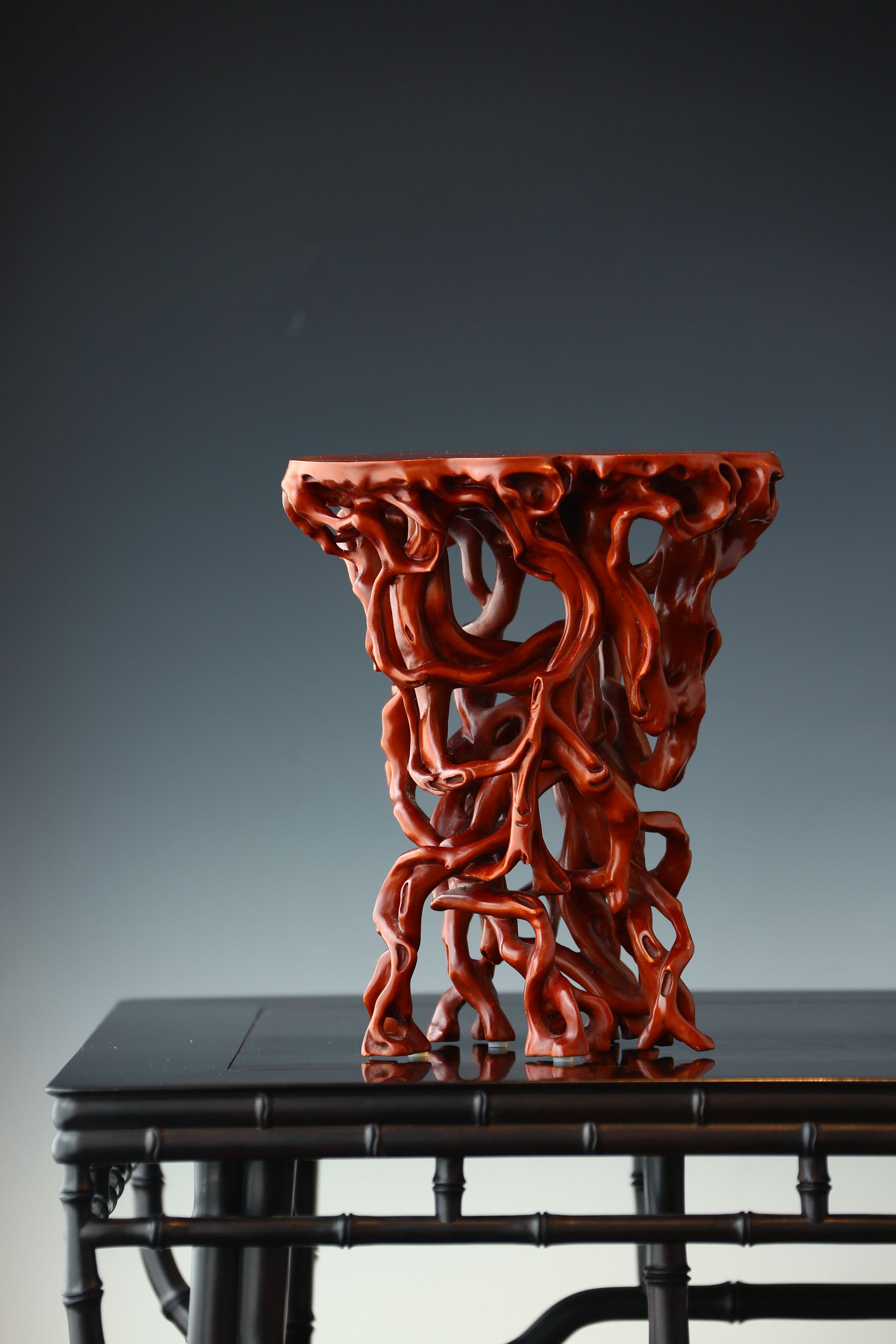 Boxwood carved incense table