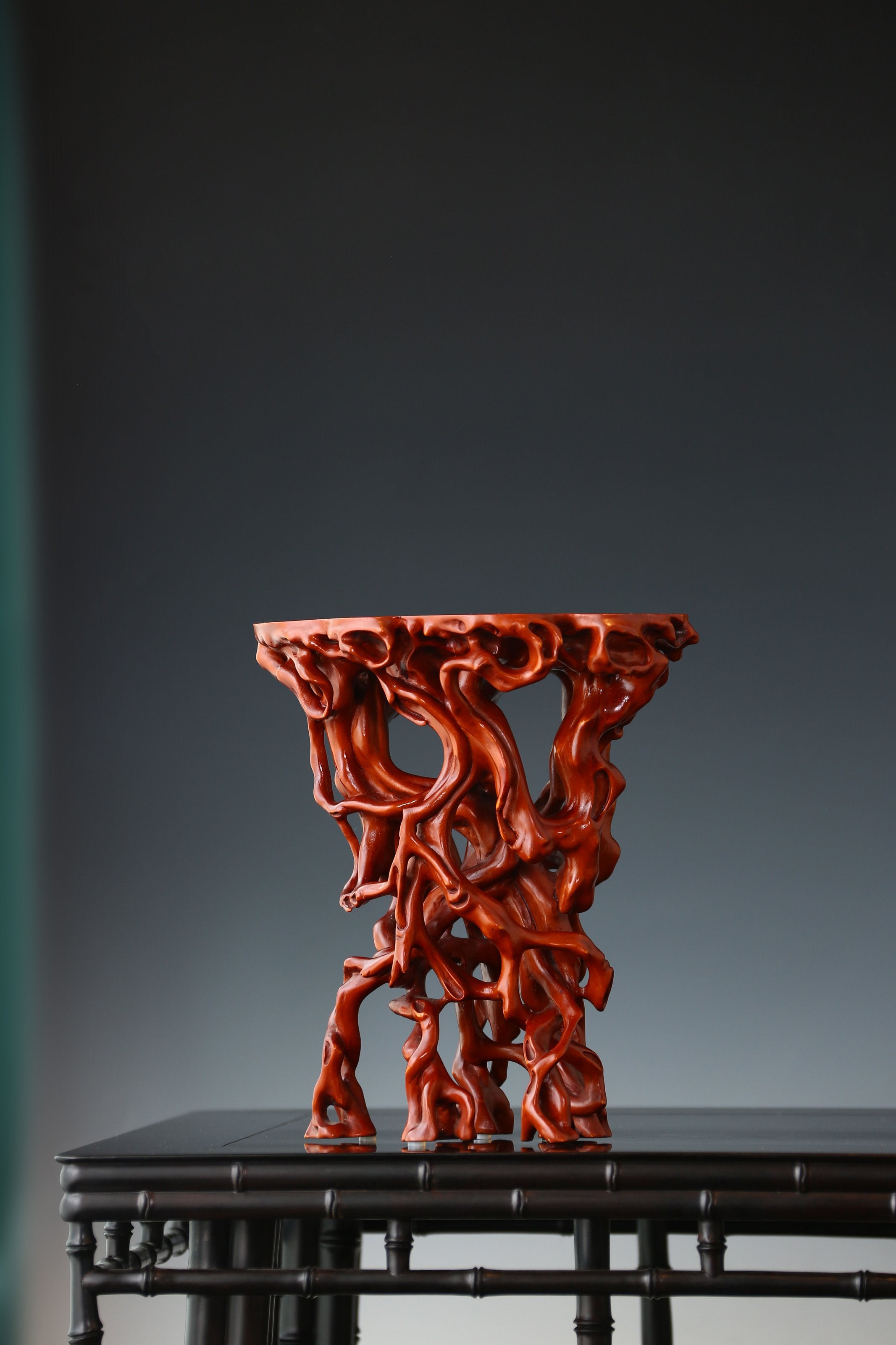 Boxwood carved incense table