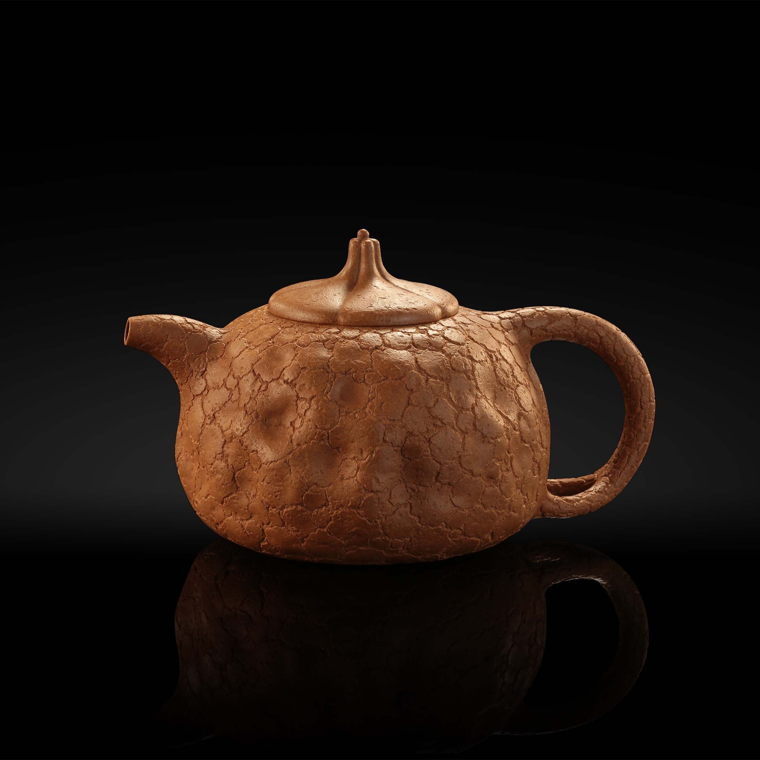 Pumpkin-shaped clay teapot for spring offering