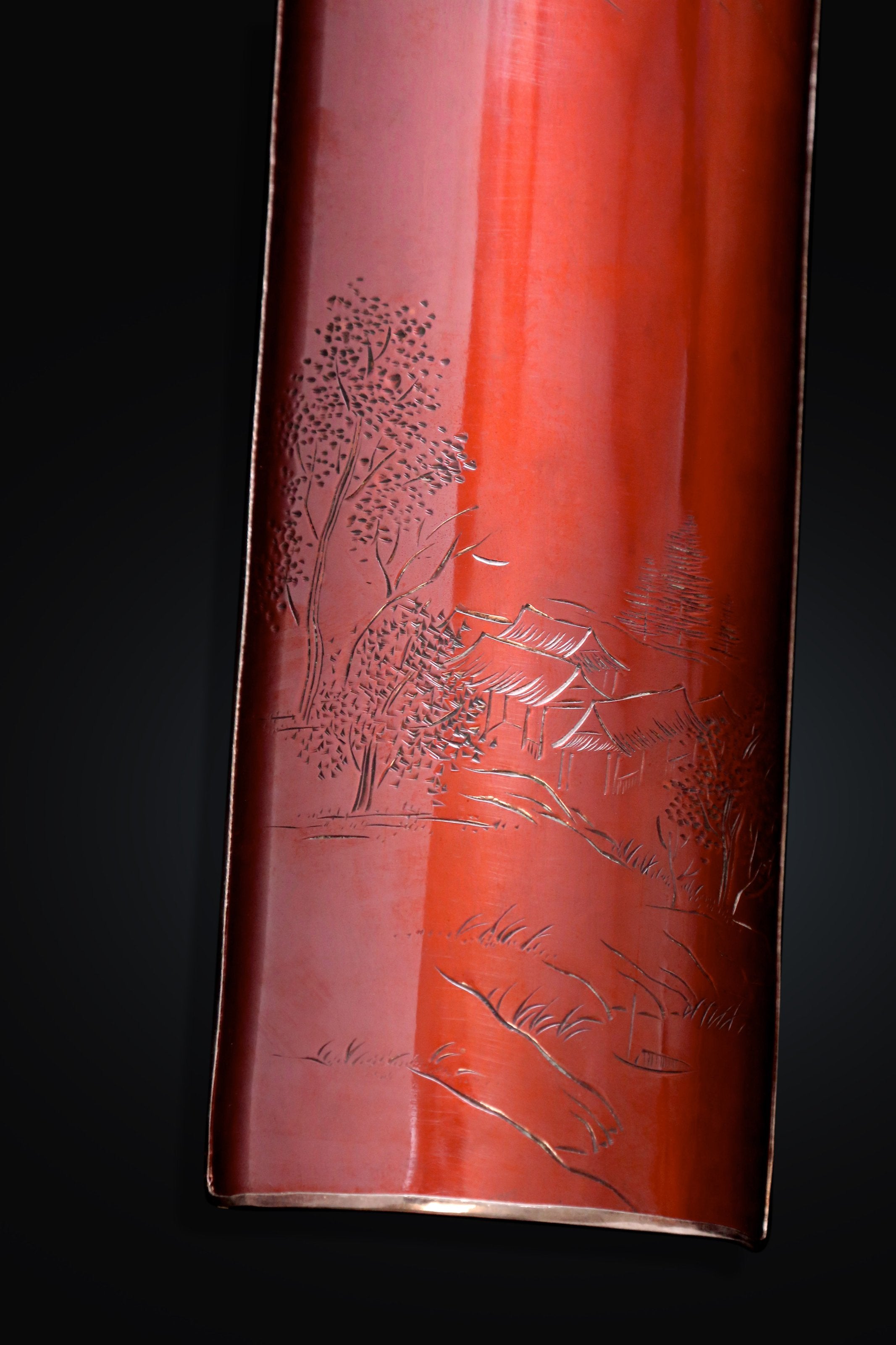 Listening to the cicadas at dusk by the window, copper-wrapped silver tea scoop