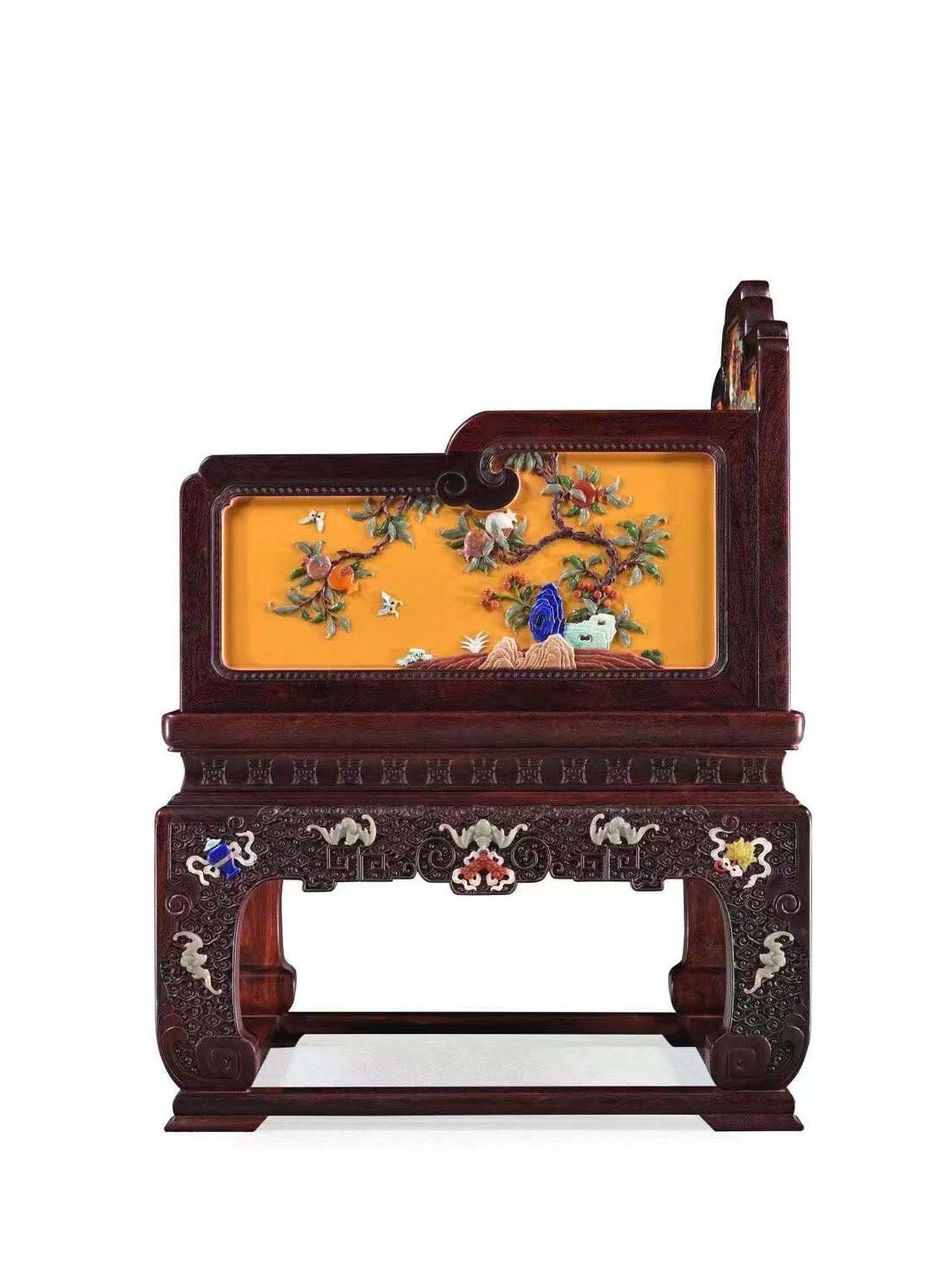 Qianlong Rosewood Lacquer Throne Inlaid with Treasures and Flowers