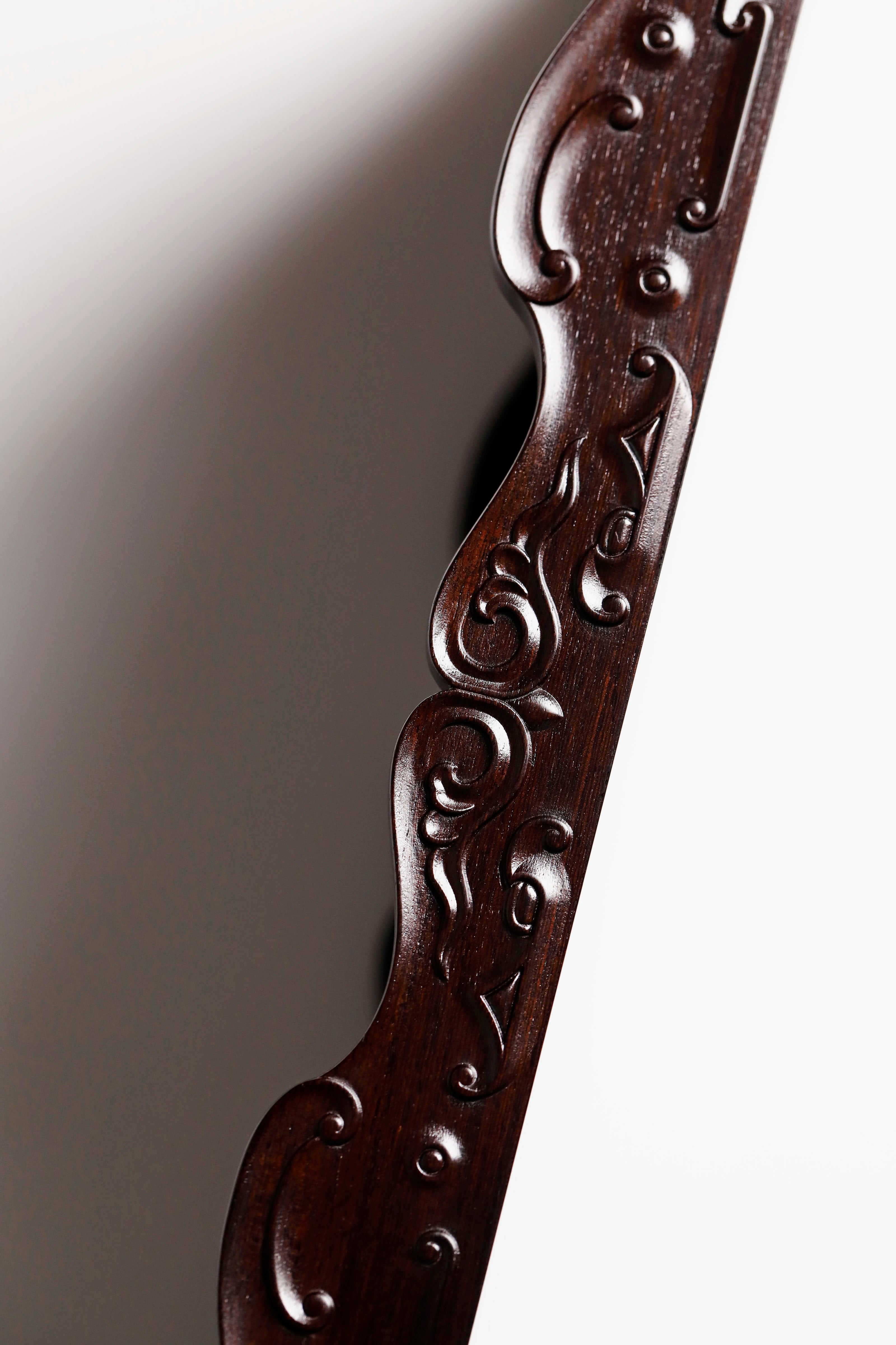 Purple sandalwood tray inlaid with silver plum blossom pattern