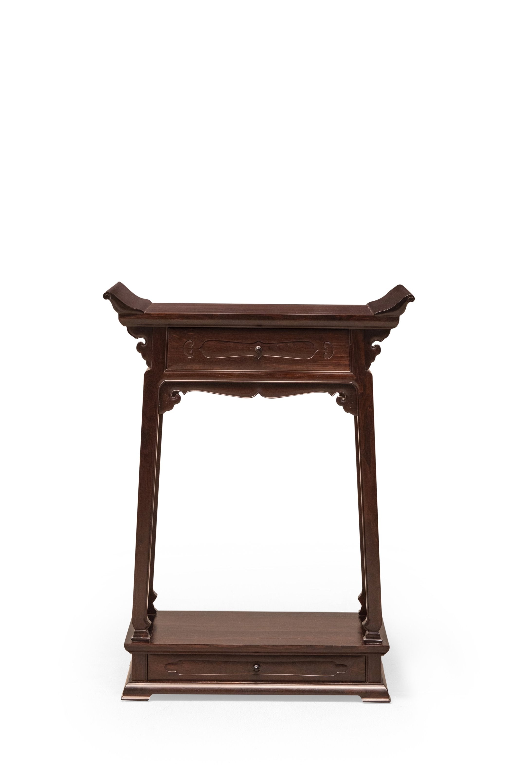 Rosewood altar table with drawers and upturned ends