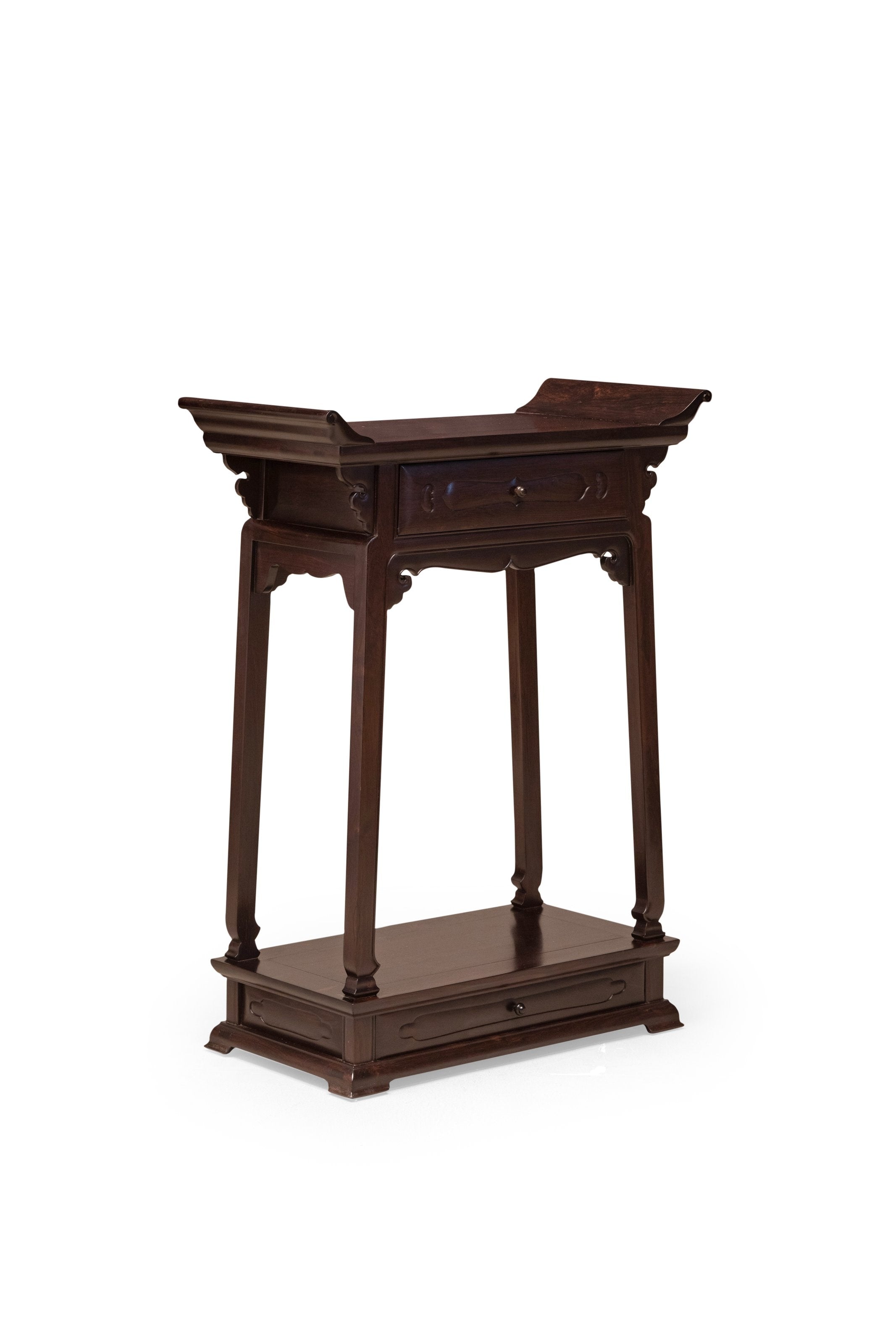Rosewood altar table with drawers and upturned ends