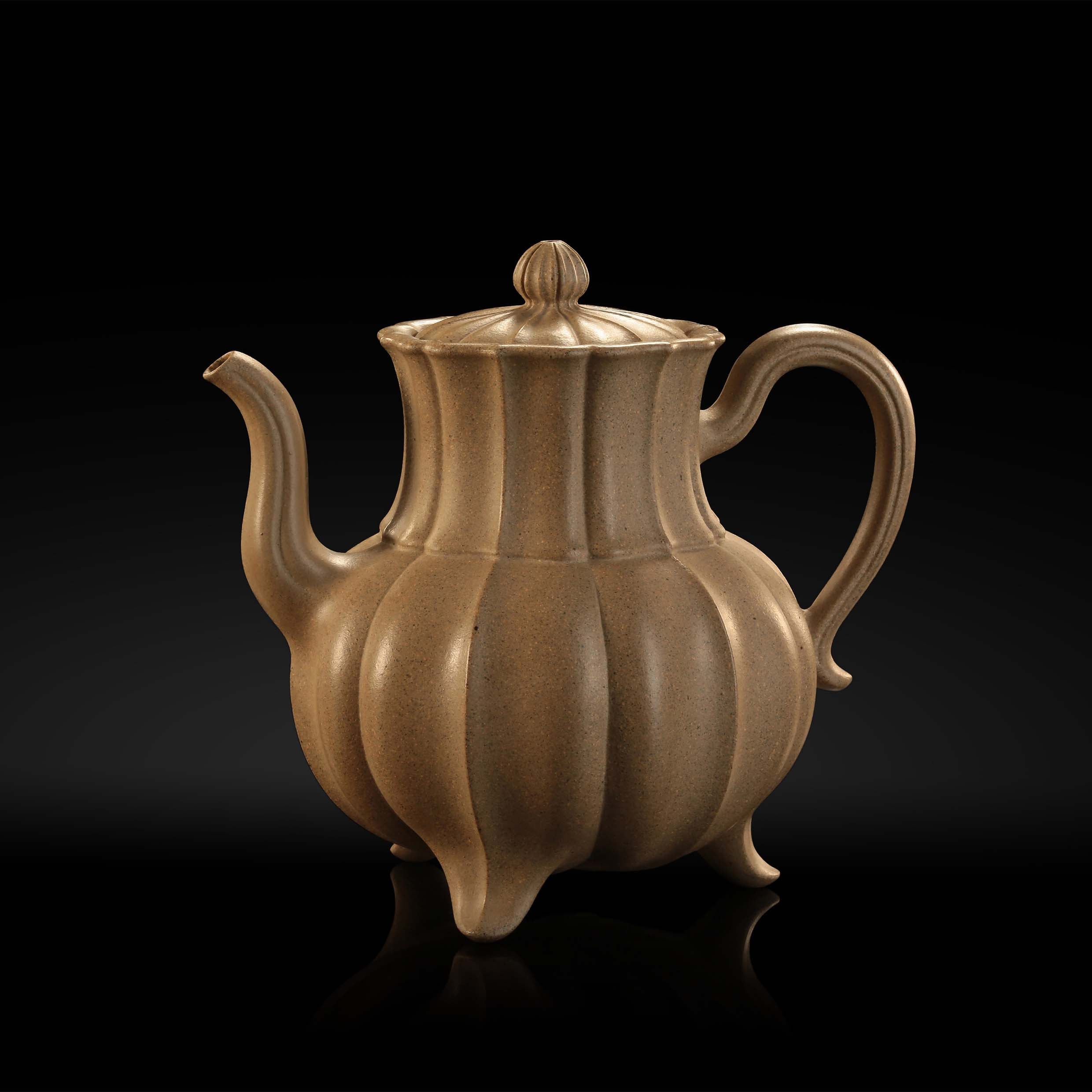 High-footed teapot - Qinghui Duan clay