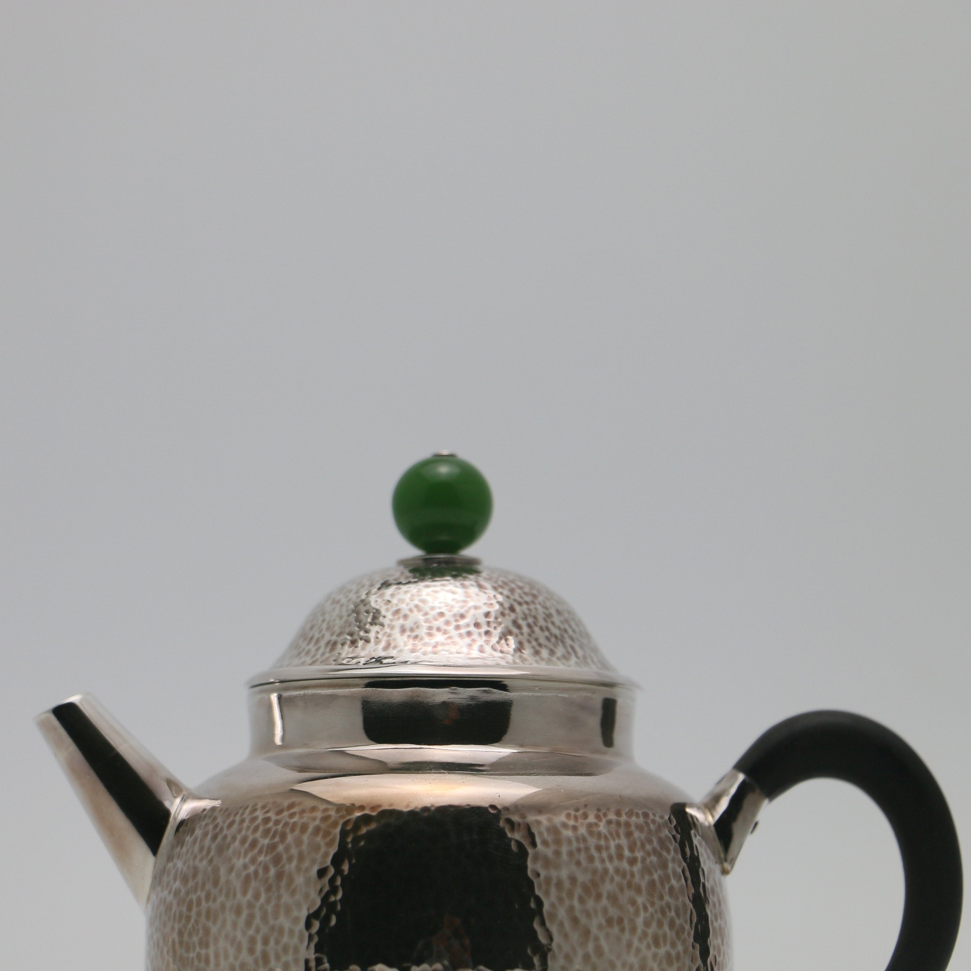 Autumn Water Jade Button Pure Silver Teapot