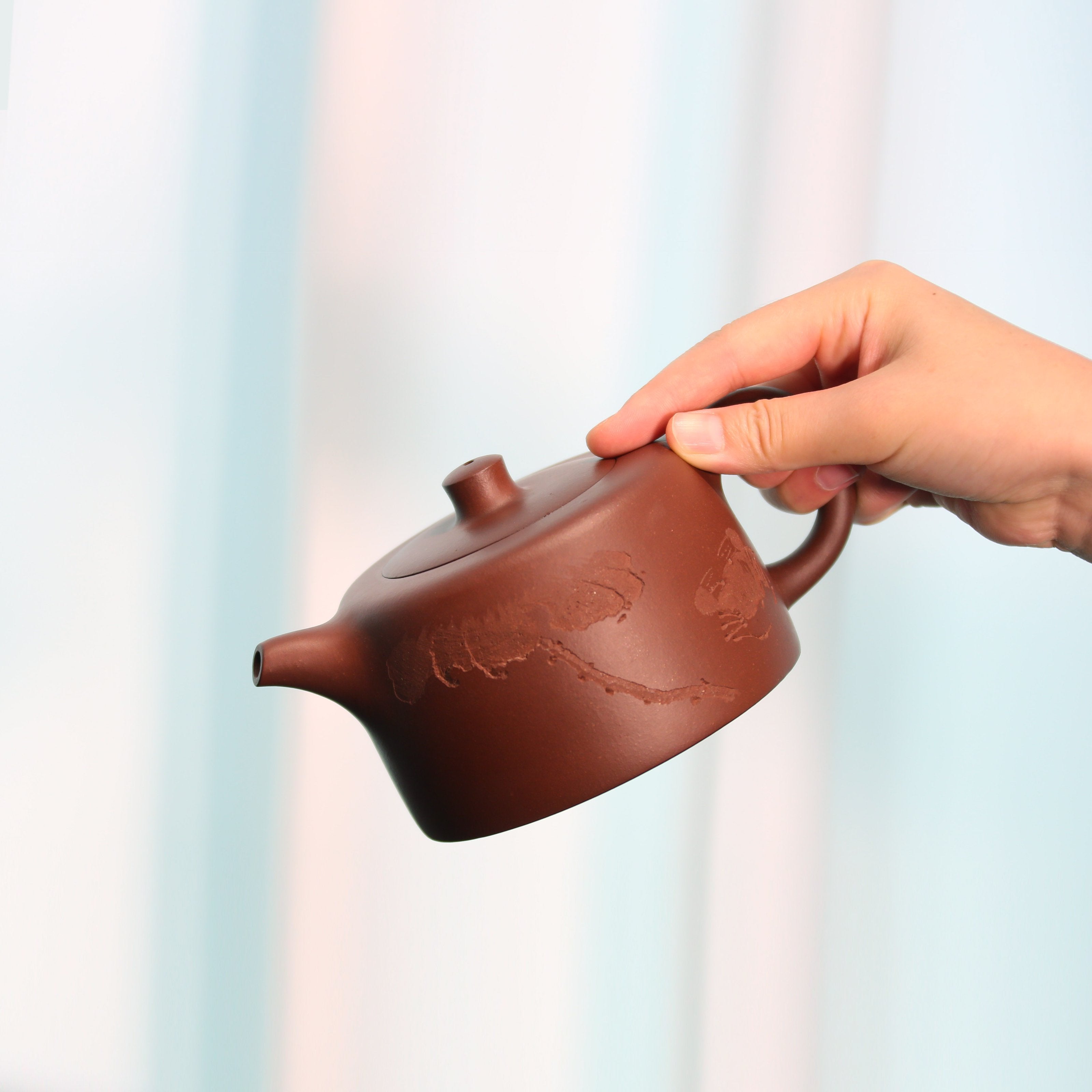 Rao Zongyi's 2008 Qing Dynasty Water Well Curtain Calligraphy and Painting Teapot