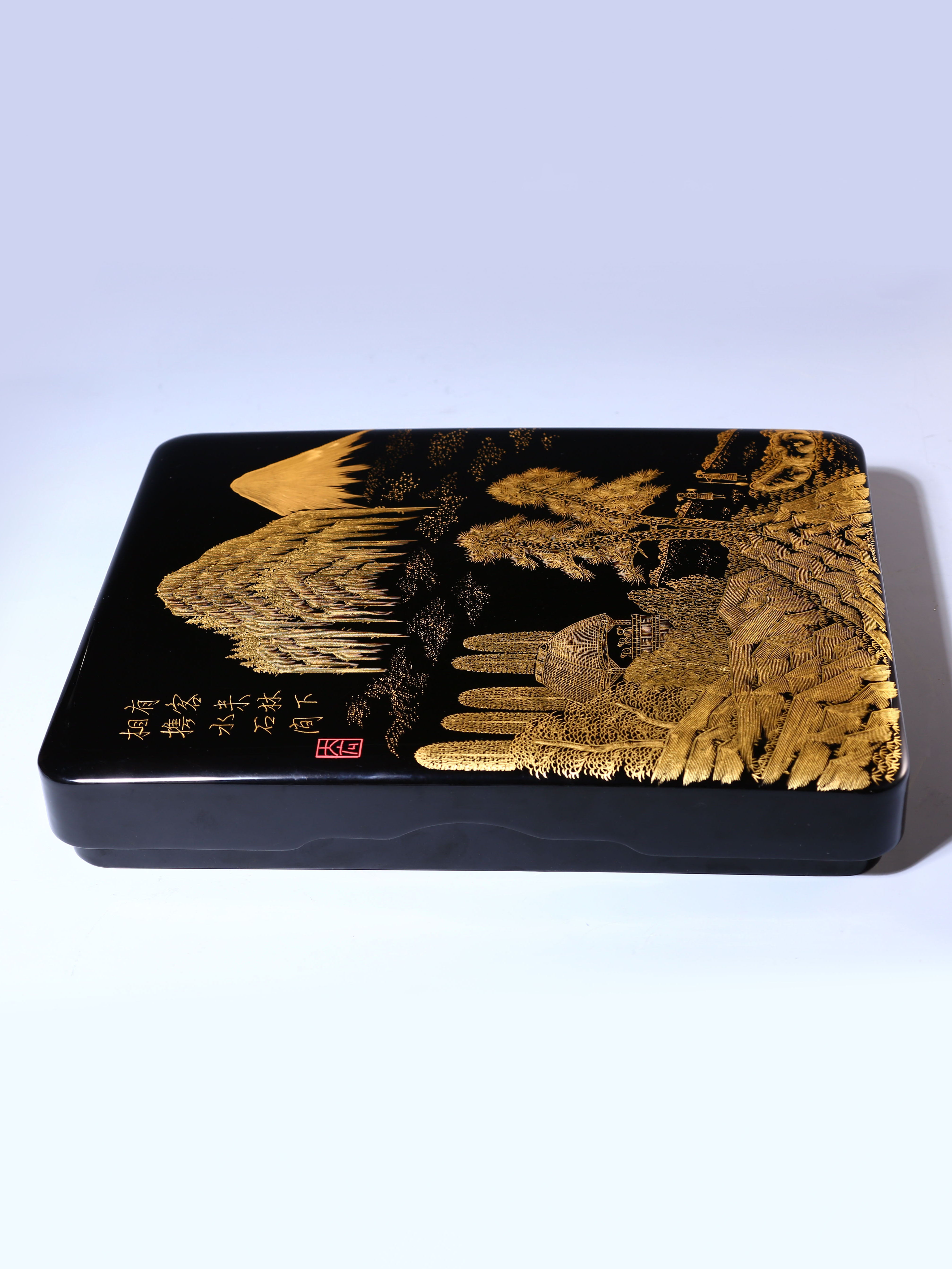 Japanese Showa era gold maki-e stationery box