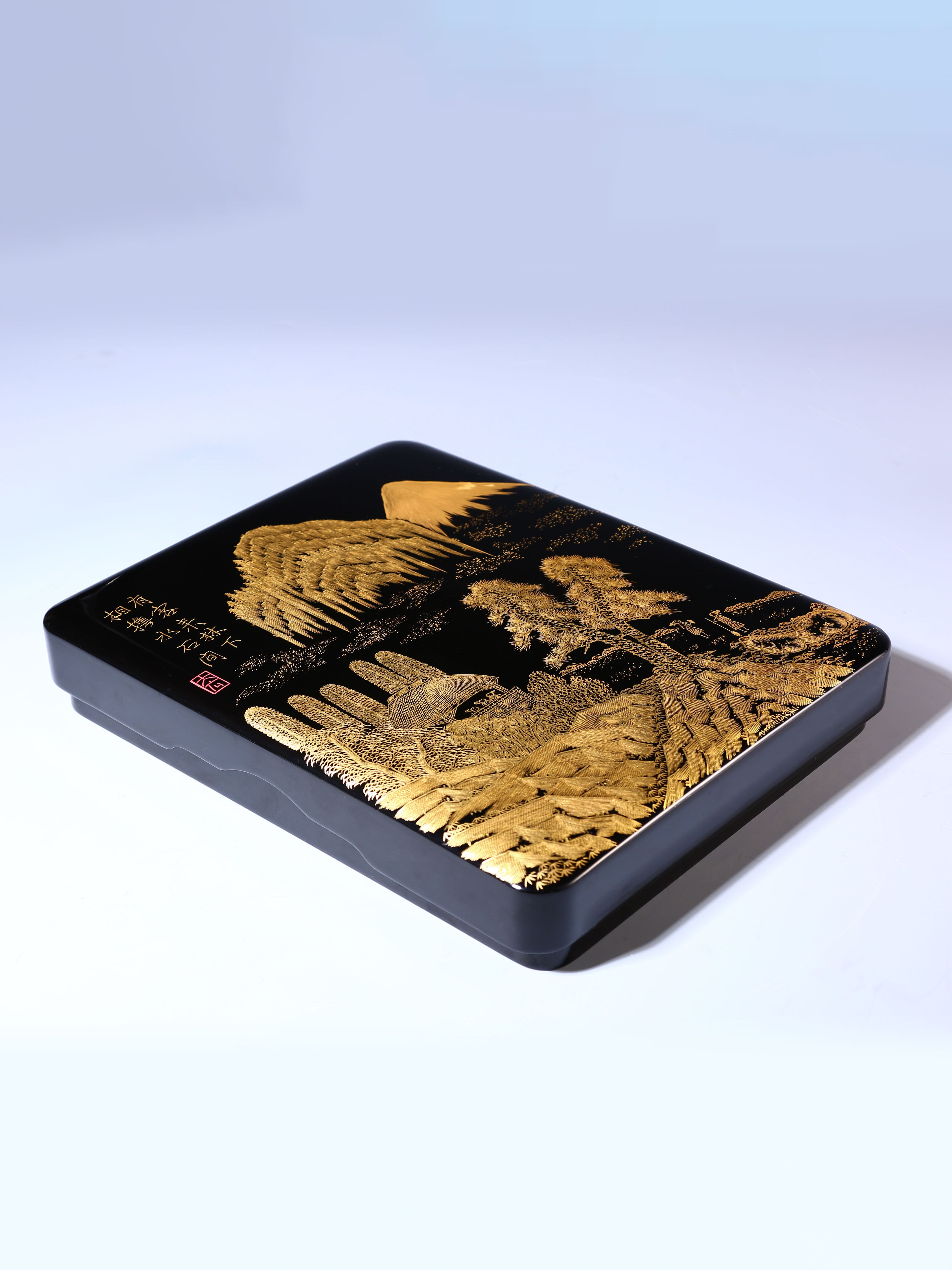 Japanese Showa era gold maki-e stationery box